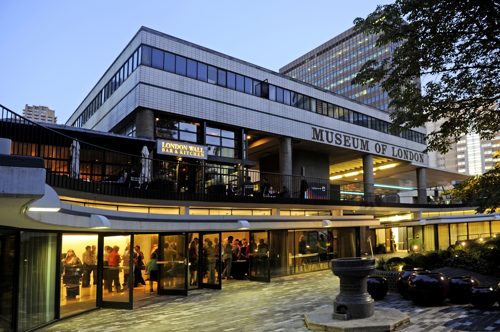 Modern venue at Museum of London, ideal for events and receptions in urban setting.