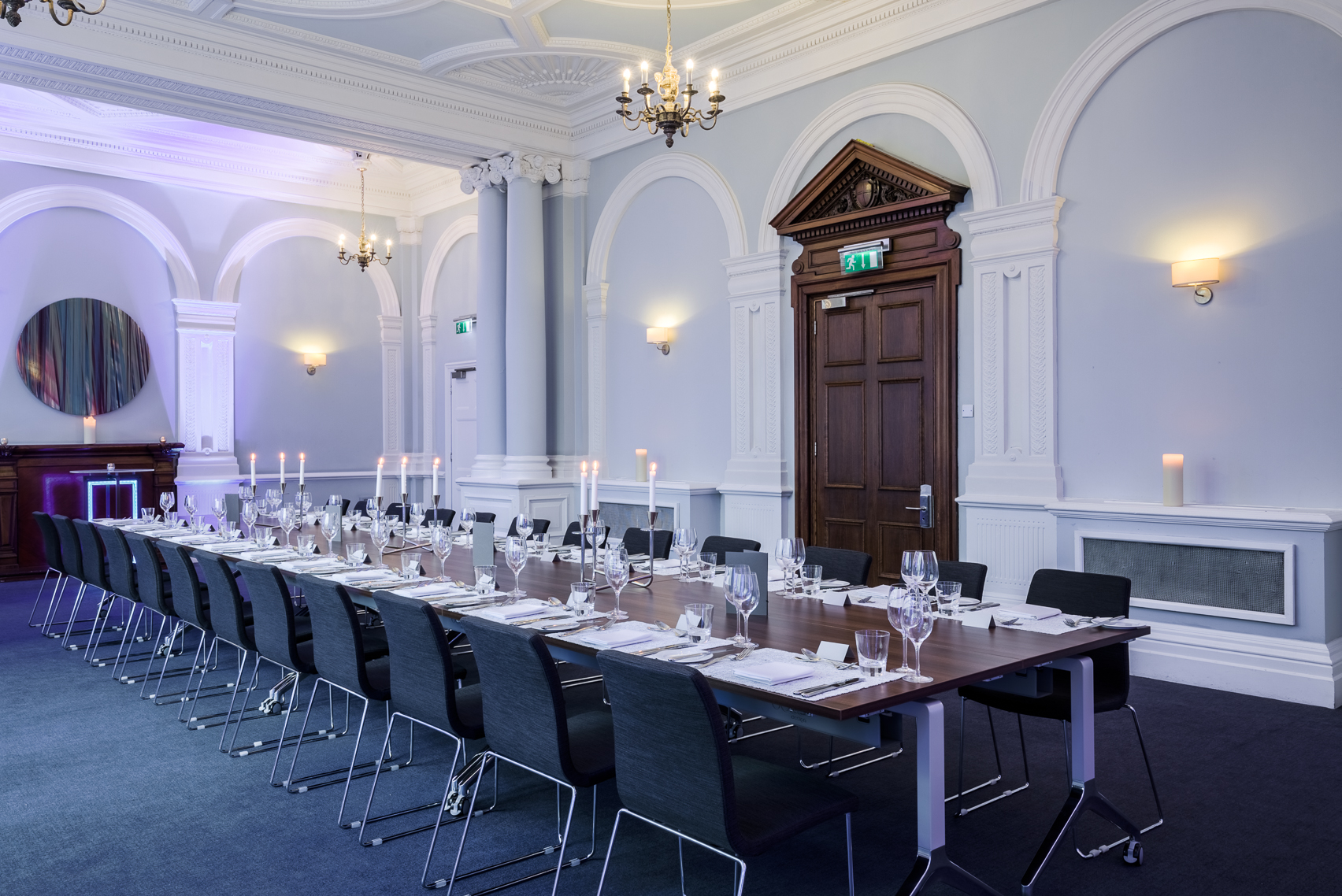 Fenchurch Suite at Andaz London, elegant dinner setup for corporate events.