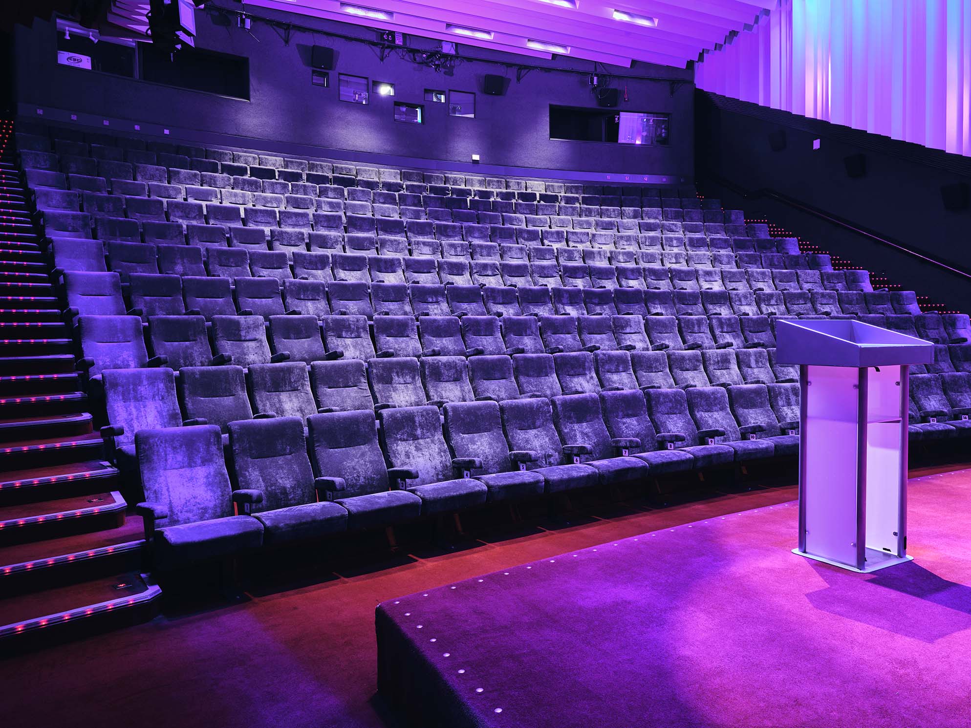 Cinema 1 at Barbican Centre: tiered seating auditorium for impactful presentations and conferences.
