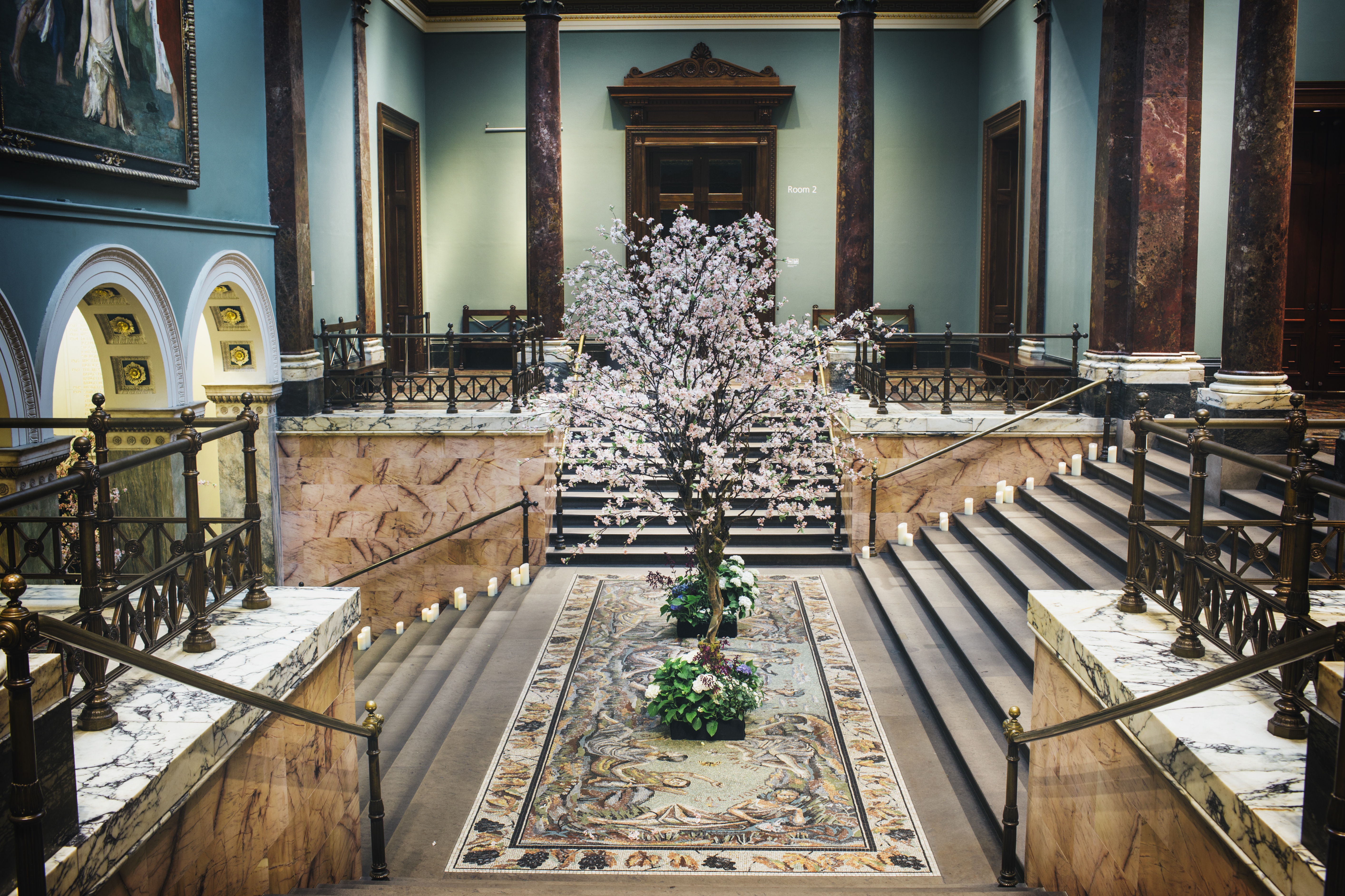 National Gallery Mosaic Terrace reception gala floral installation