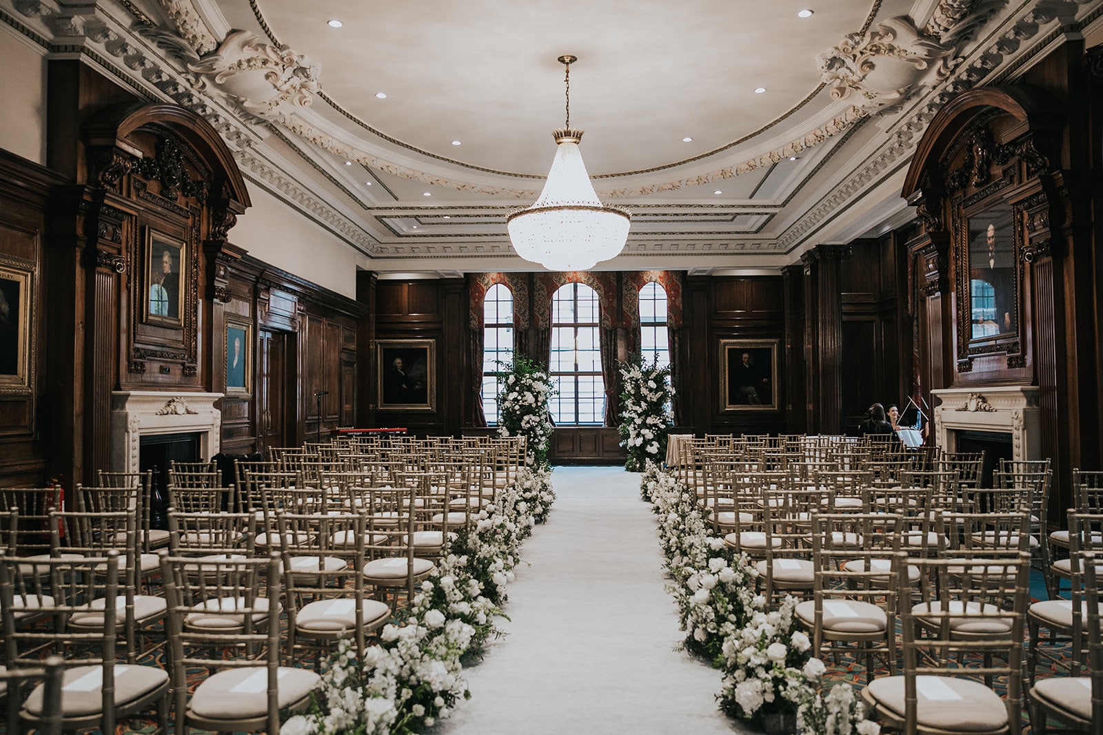 Smeaton Room wedding venue, ornate chandeliers, luxury event - Banner