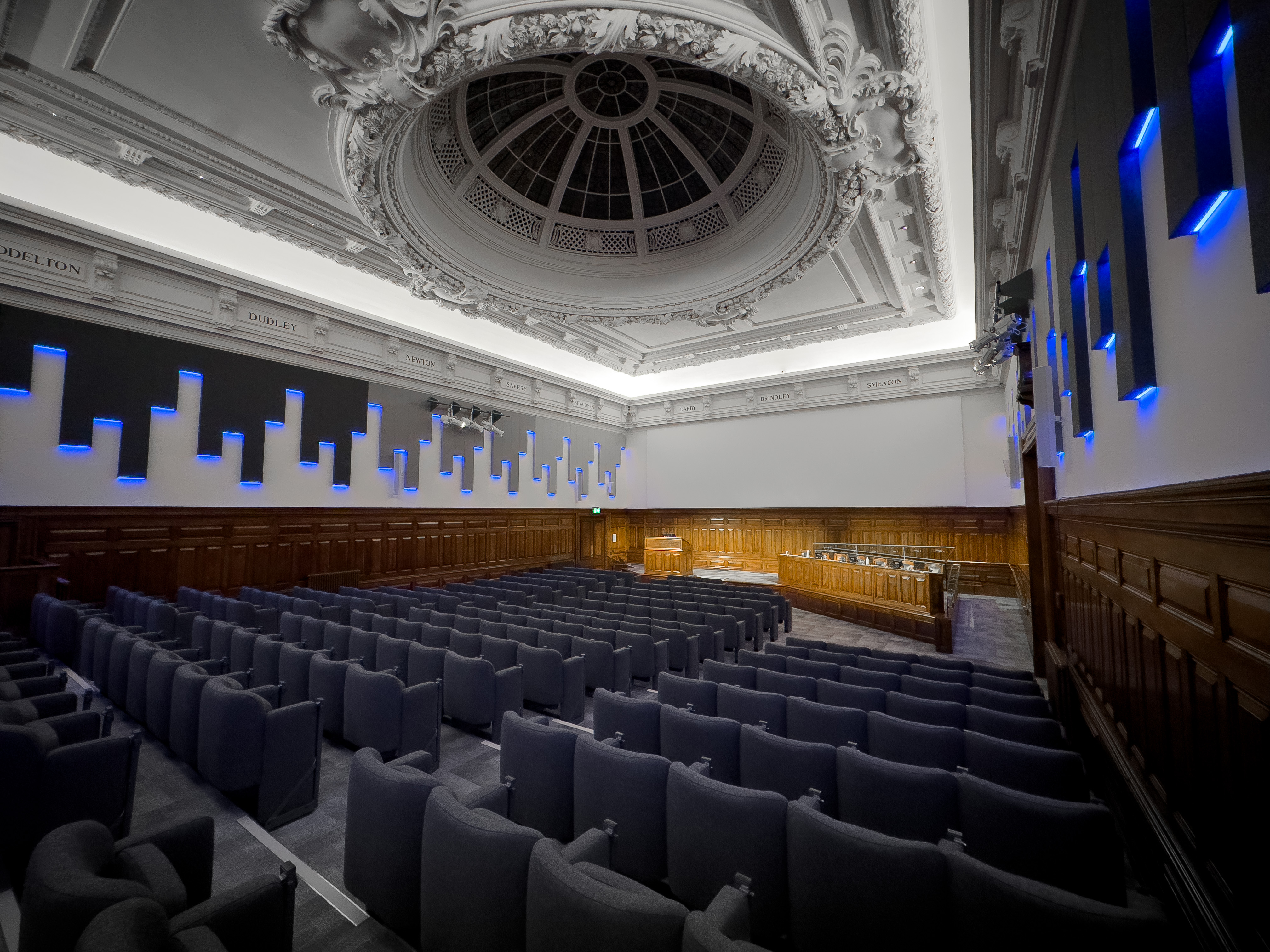 Telford Theatre auditorium, elegant, classic, modern lighting, conference venue