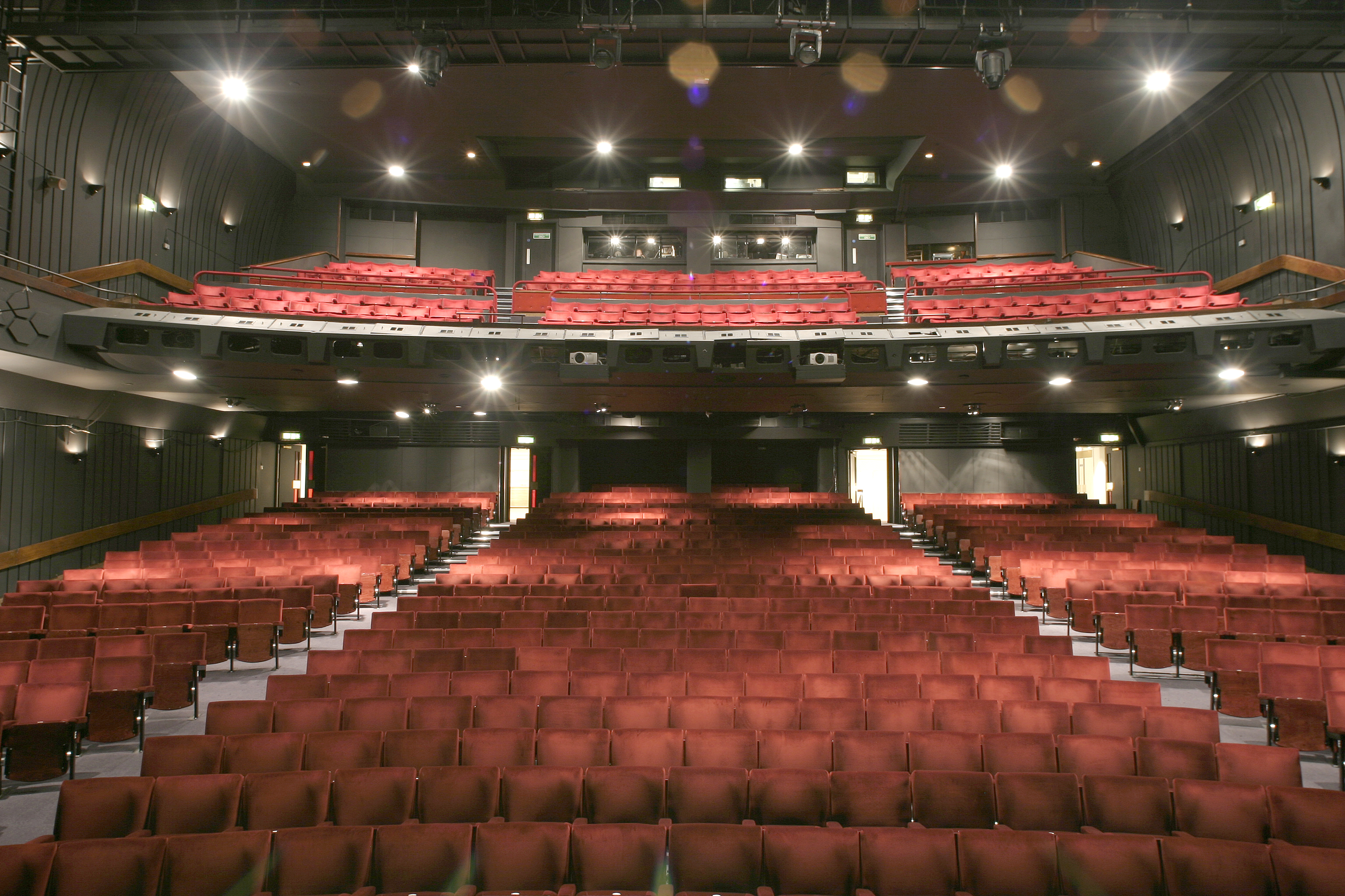 Peacock Theatre auditorium with tiered seating, ideal for conferences and presentations.