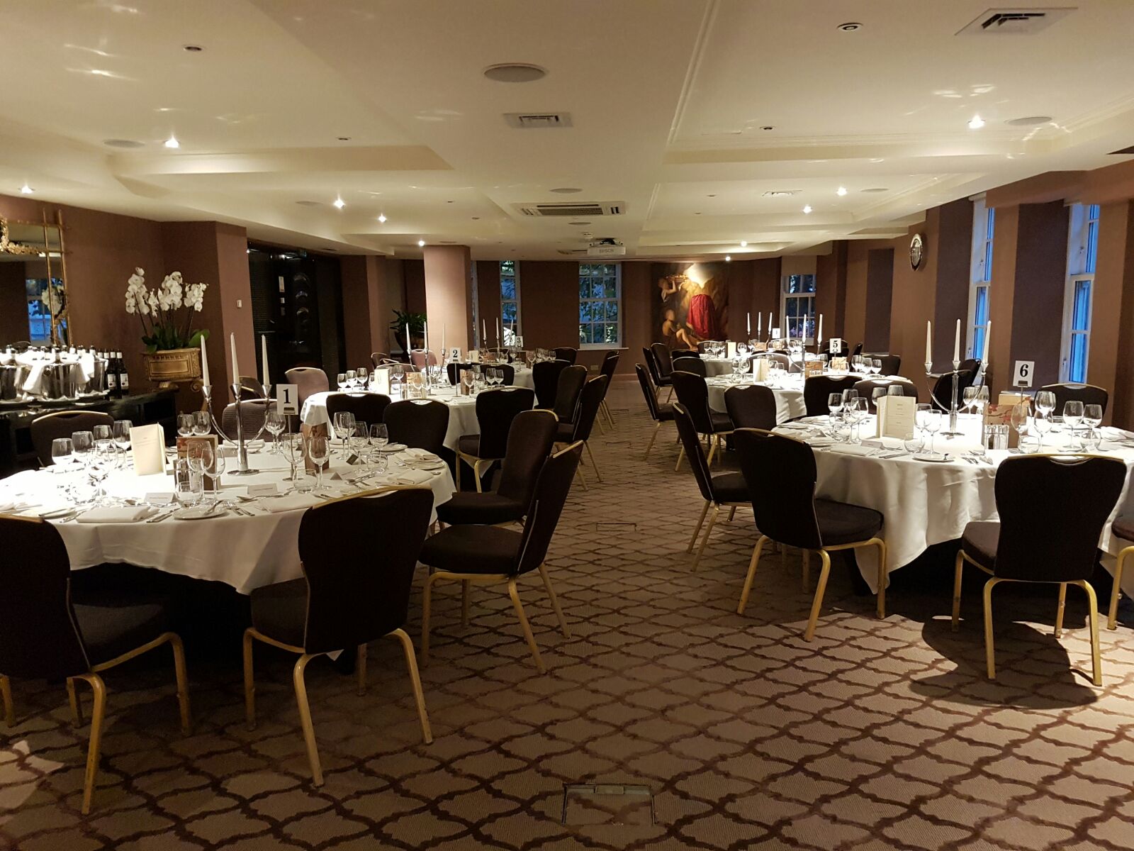 Private Suite 8 at The May Fair Hotel, elegant dinner setup for networking events.