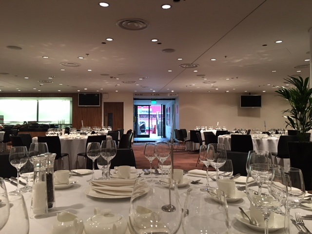 Wembley Suite banquet hall setup for corporate conferences and business events.