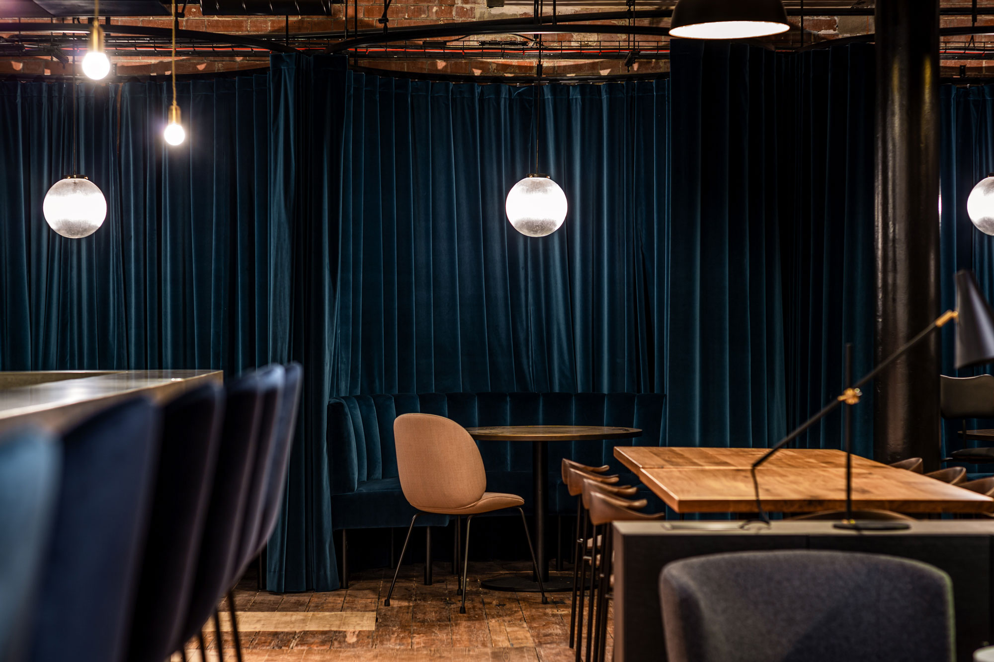Plush velvet lounge at The Ministry for executive networking and high-end corporate breakout events.