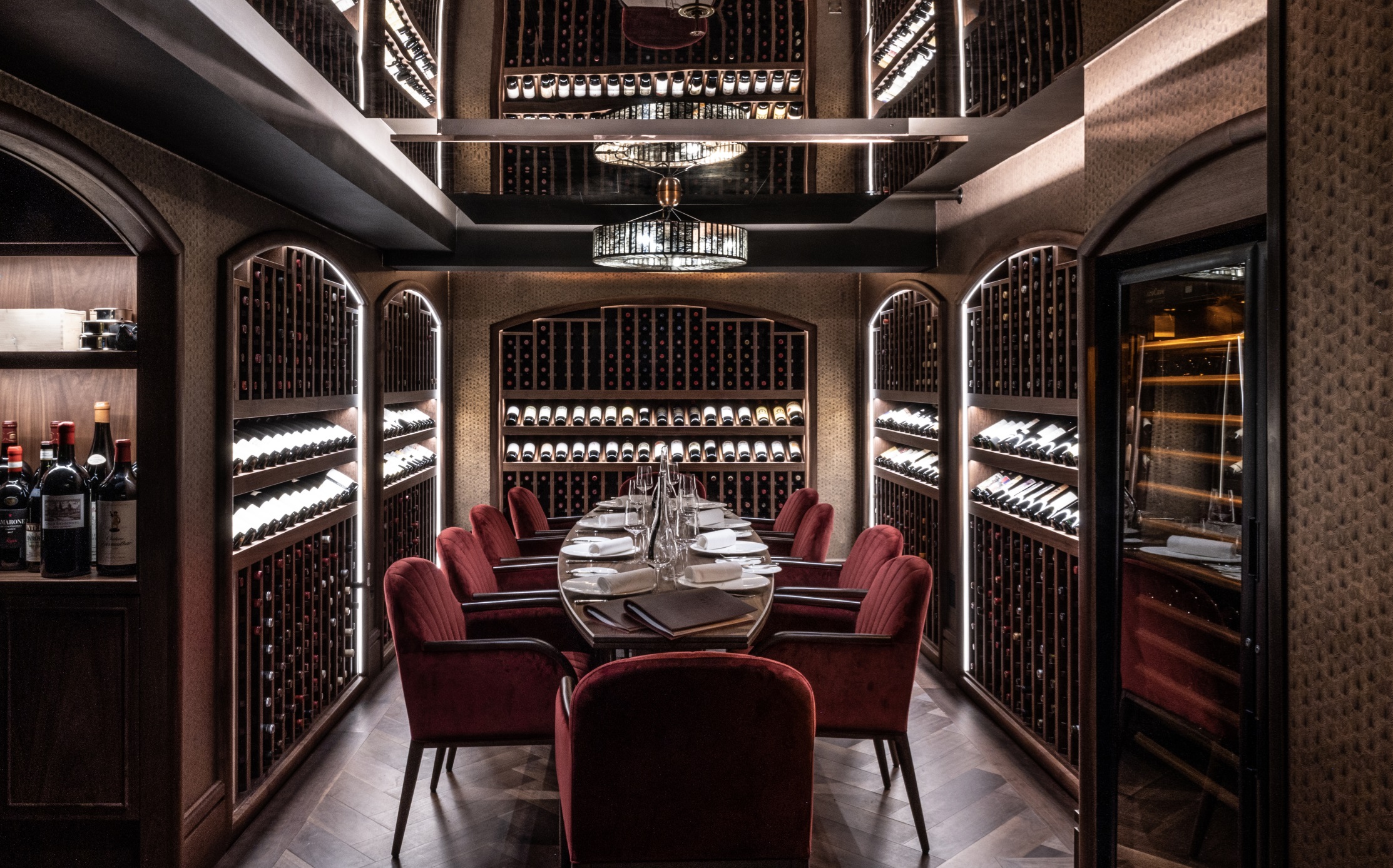 Elegant wine room at Savoy Grill, perfect for corporate dinners and intimate events.