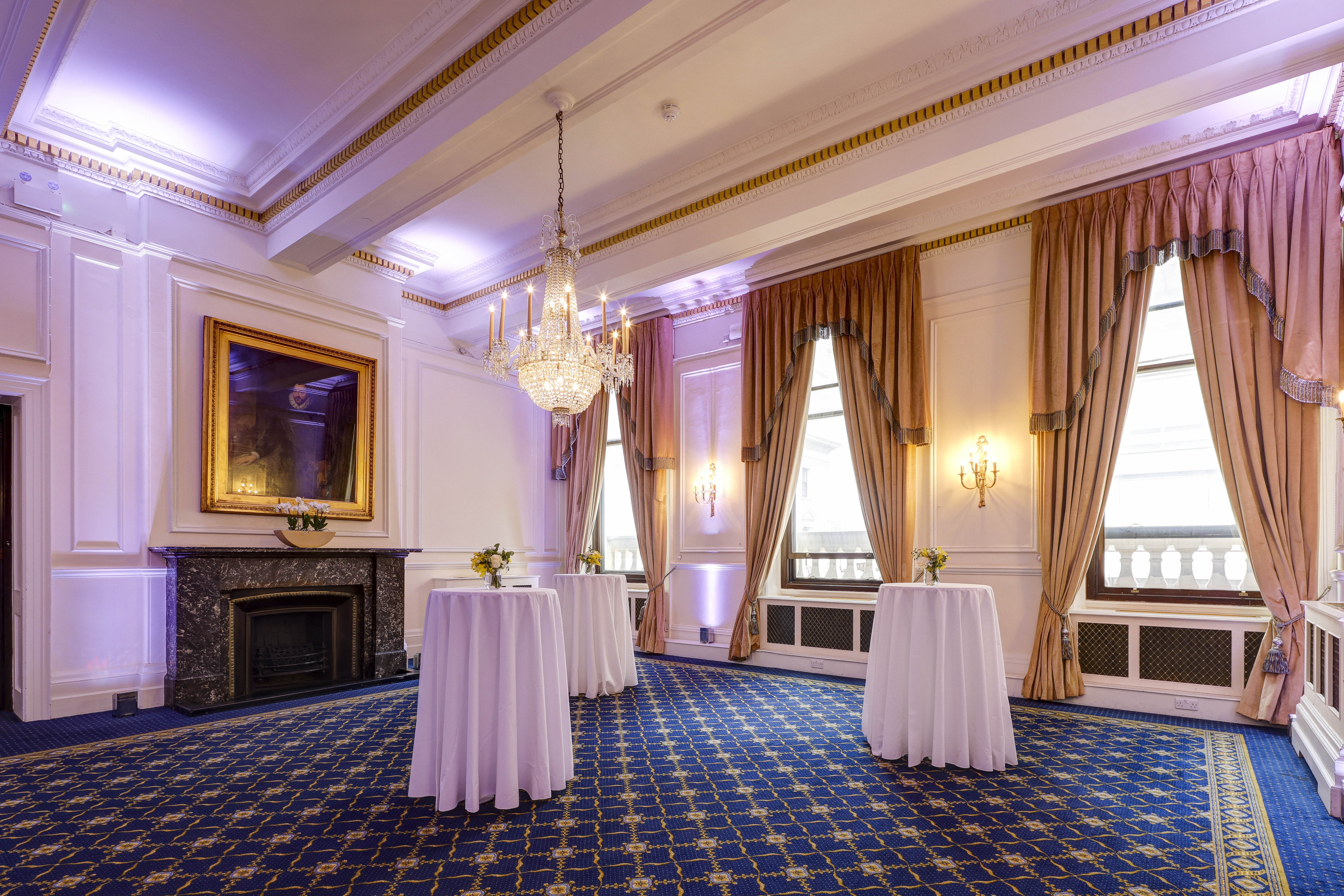 Elegant Trafalgar Rooms event space with high ceilings, ideal for corporate receptions.
