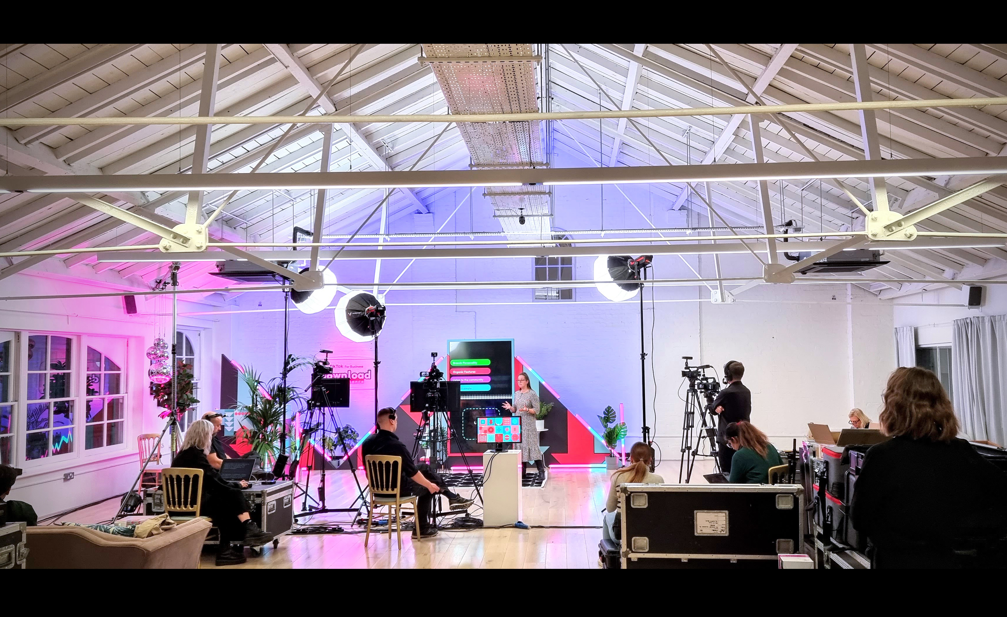 Hybrid event at White Loft, modern A/V setup