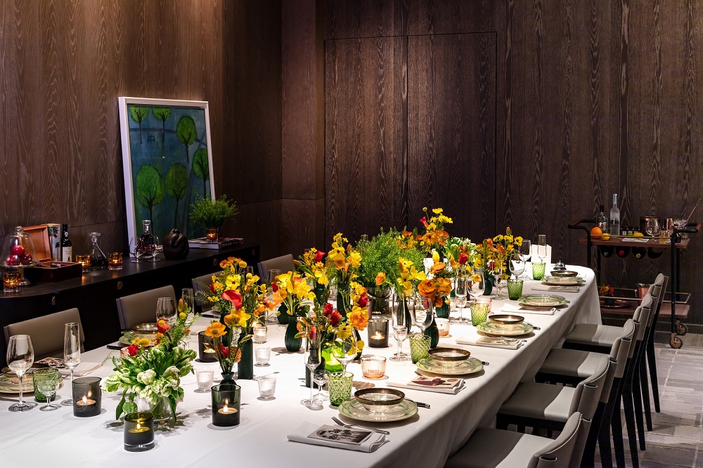Elegant dining table setup at Hayward Gallery for corporate dinners and private events.