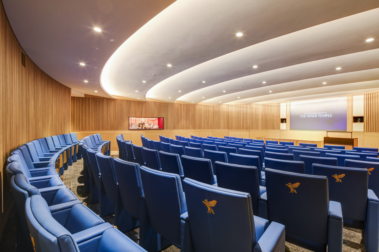 Inner Temple lecture theatre, tiered seating, conference, event