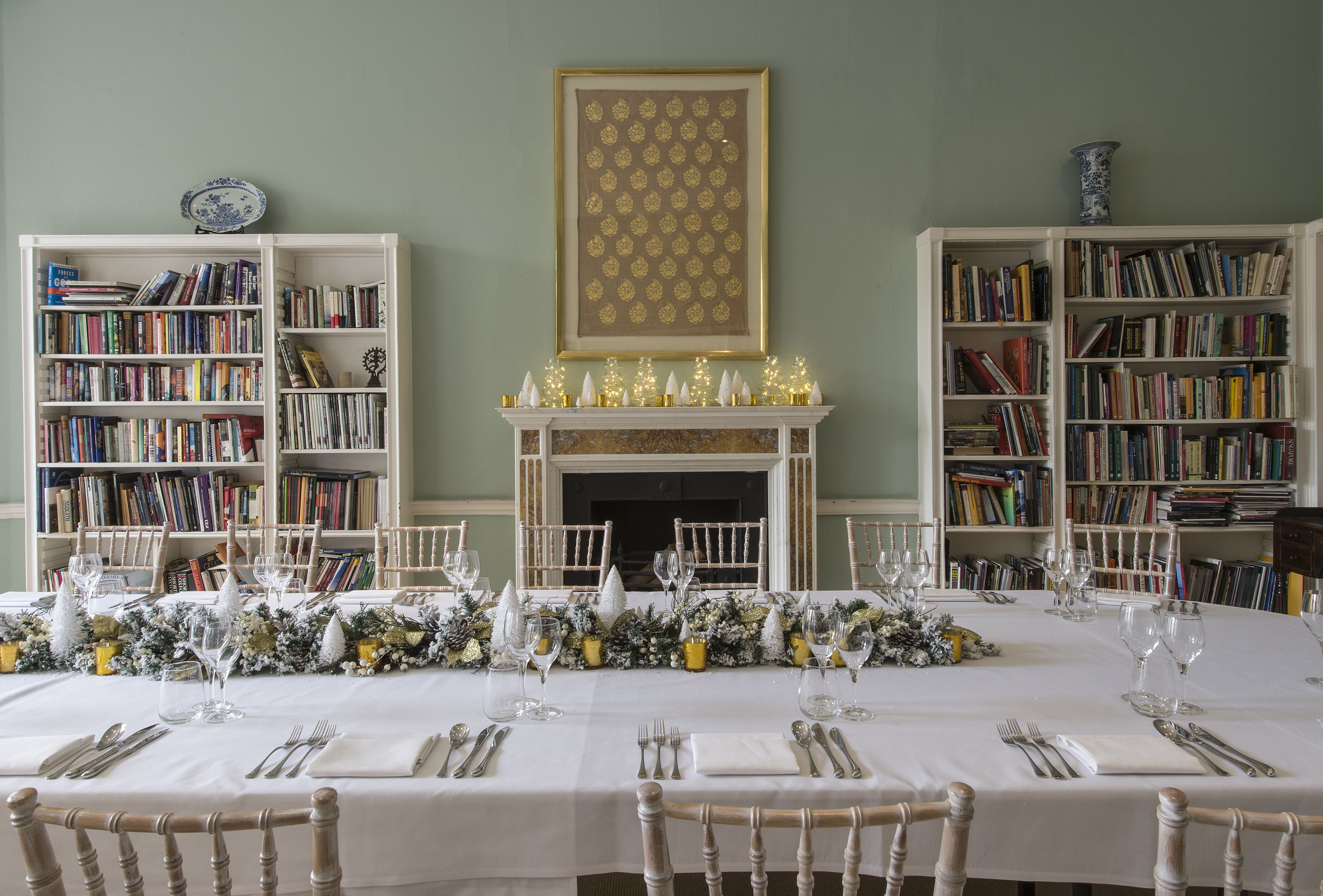 Elegant dining table at Asia House for Christmas gatherings and corporate events.