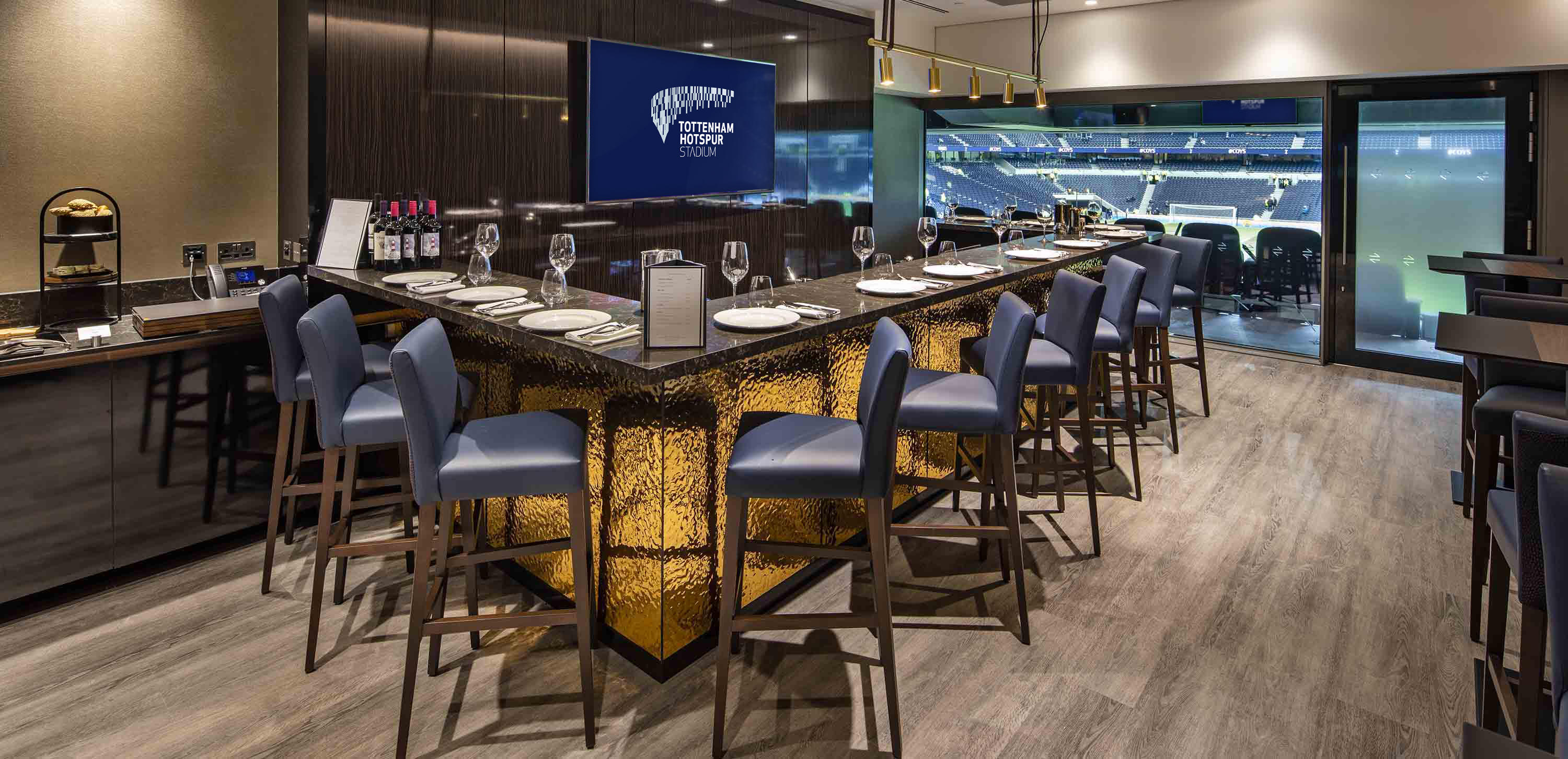 Sideline Suites at Tottenham Hotspur Stadium, modern event space for networking and gatherings. - Banner