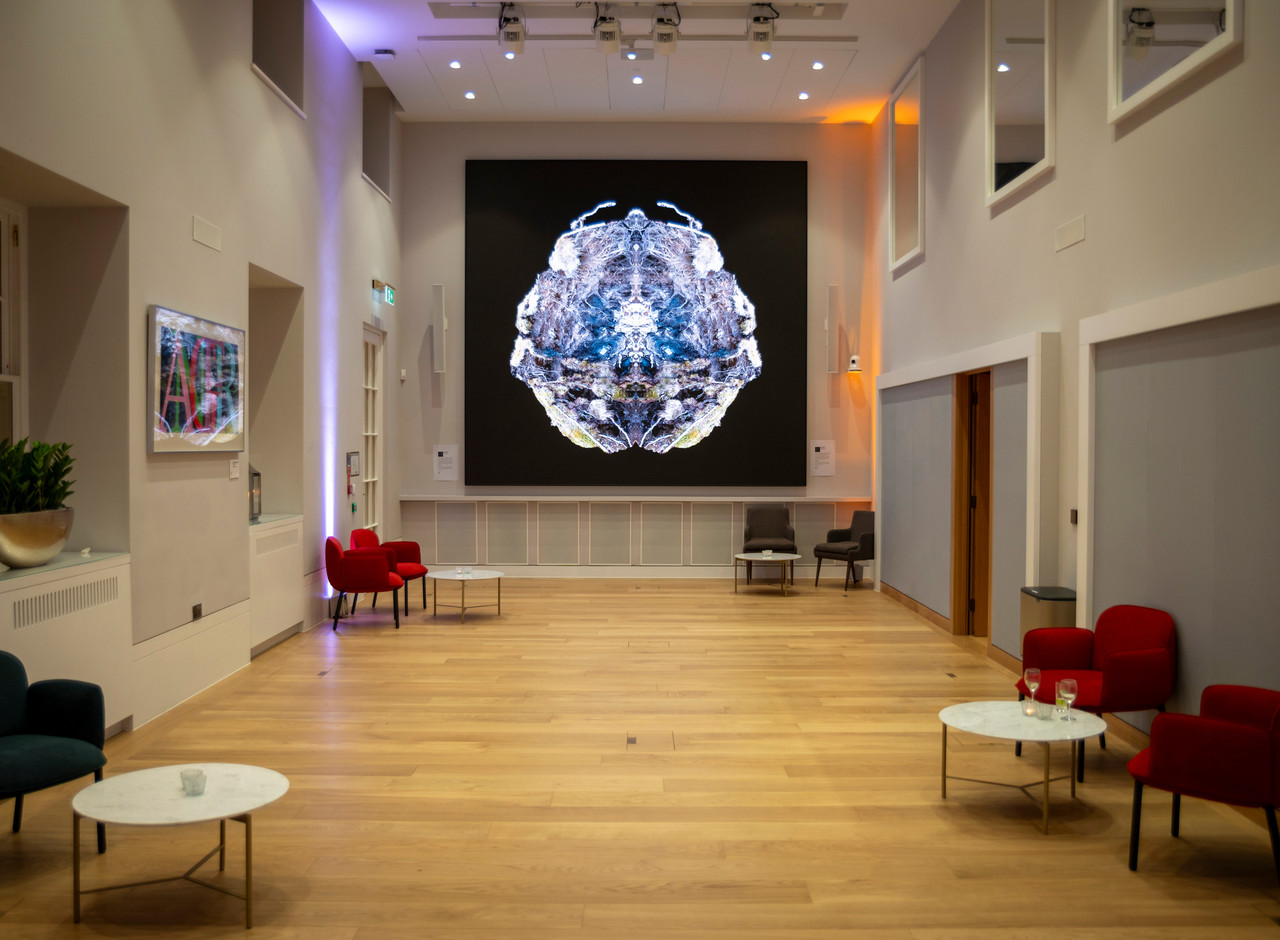 Carlton House Terrace Lecture Room: Digital focal point for networking and corporate events.