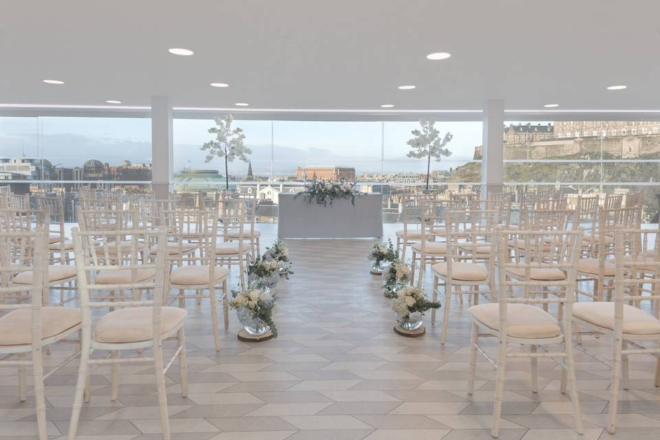 Elegant ceremony space at SKYBar, DoubleTree Edinburgh, perfect for weddings and events. - Banner