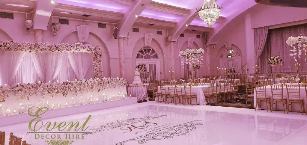Elegant Emperor Suite with pink lighting, perfect for weddings and galas. - Banner