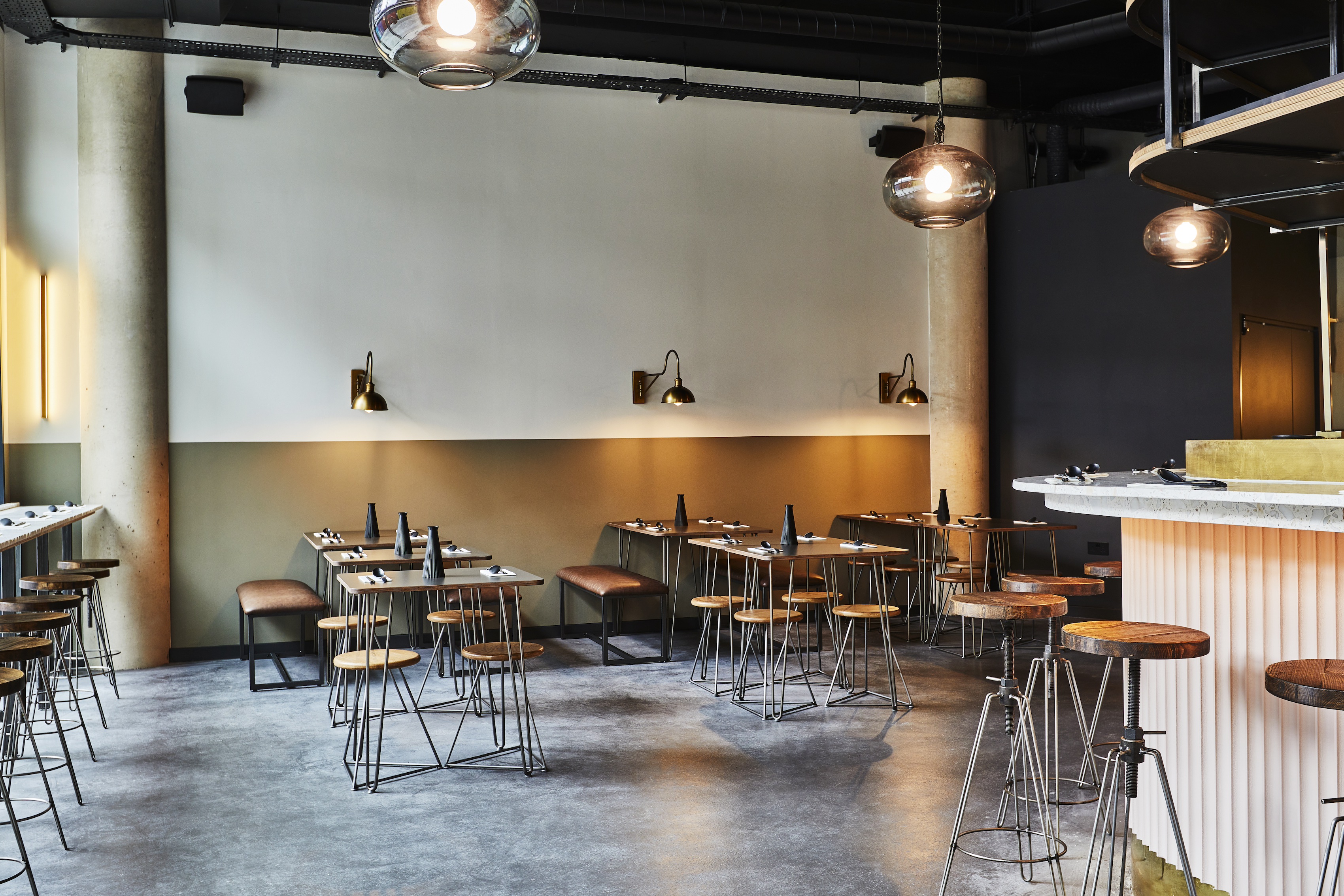 Modern minimalist restaurant in Ealing, ideal for intimate gatherings and networking events.