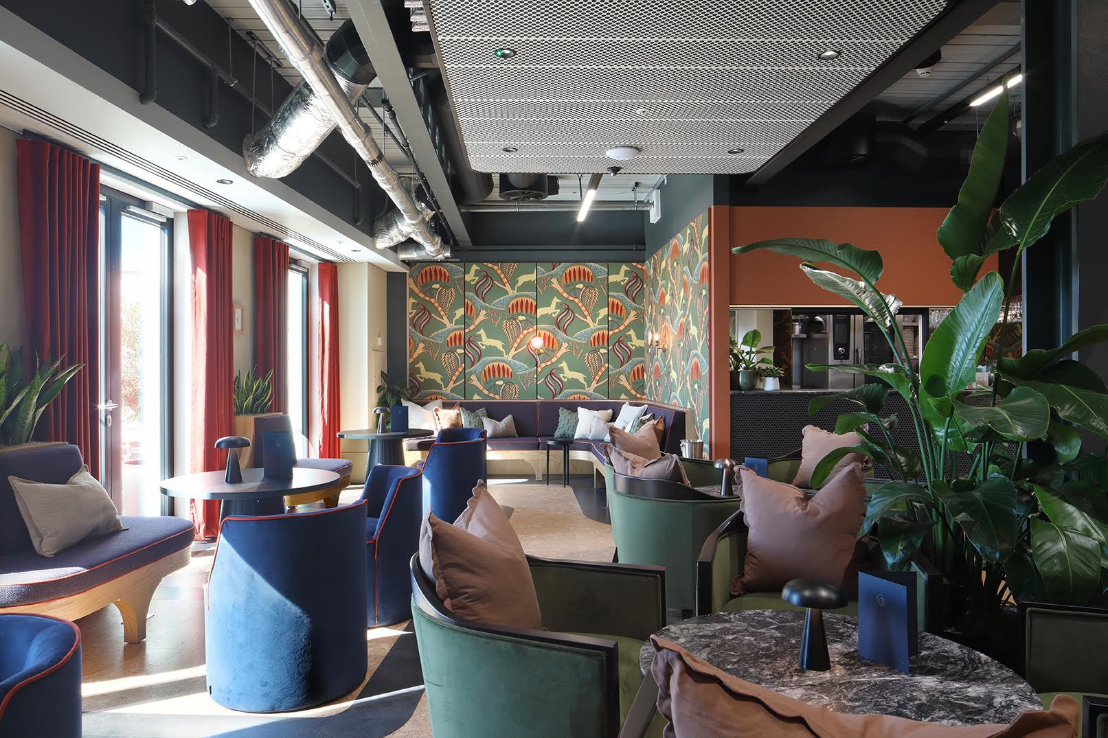Stylish meeting space with botanical mural for networking events at Greengage, x+why. - Banner