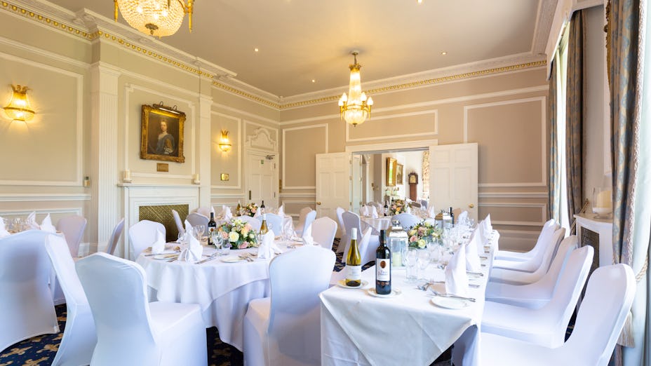 Elegant banquet room at West Lodge Park Hotel, perfect for corporate events and gatherings.