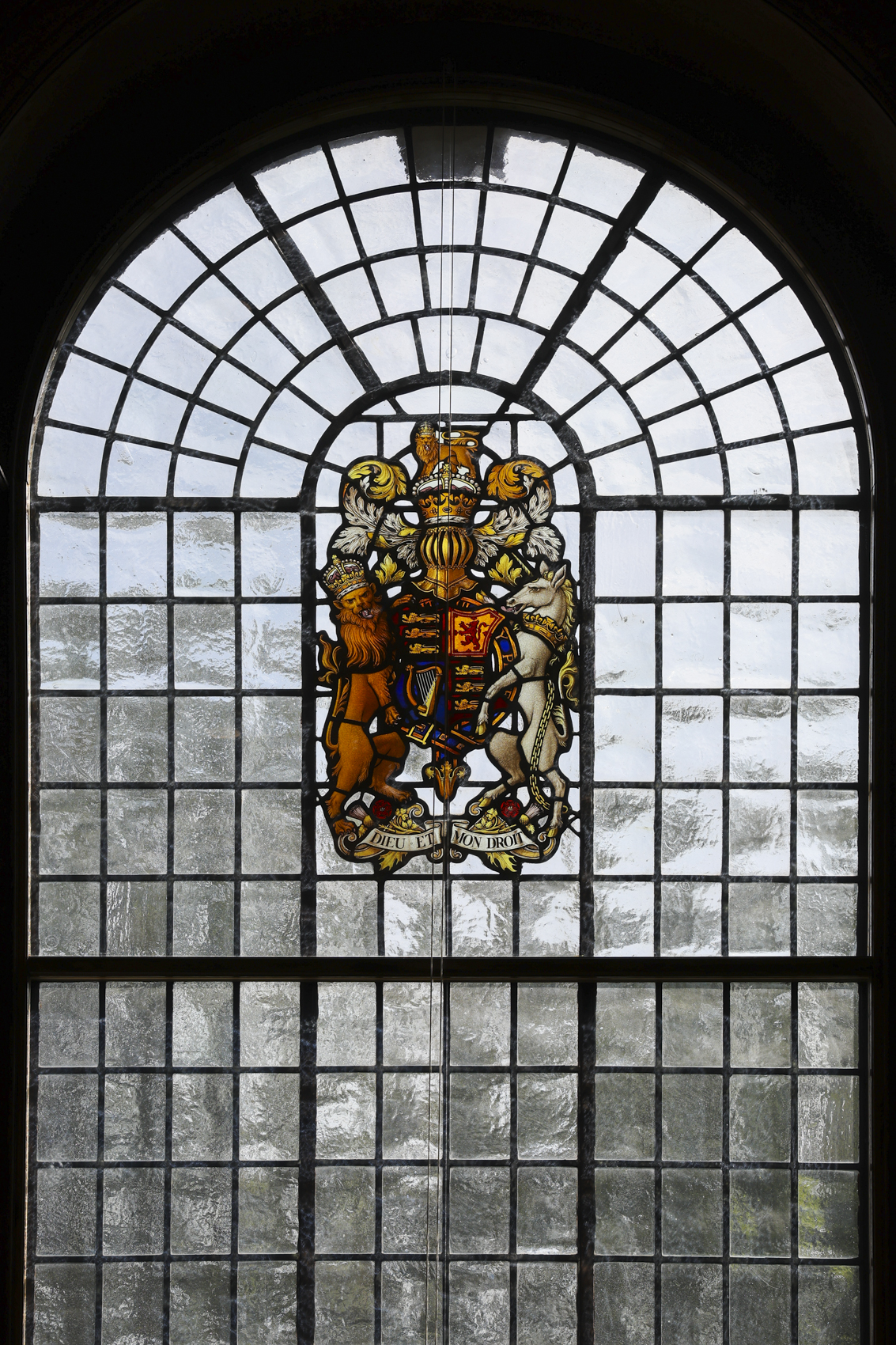 Stained glass window in Lecture Hall, Surveyors House, ideal for formal events.