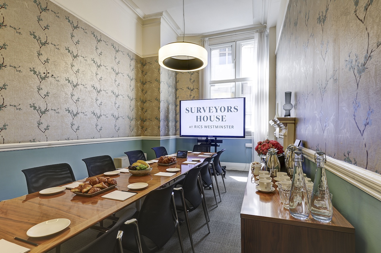 Boardroom at Surveyors House, Hong Kong: High-end executive meeting space with catering.