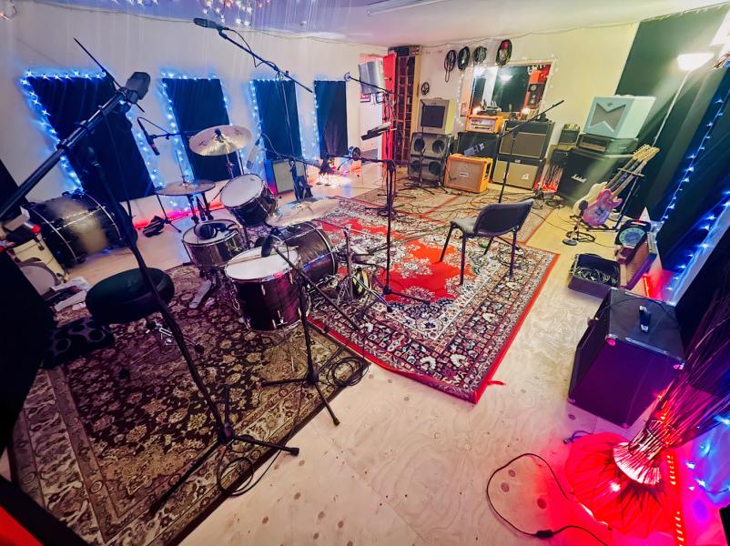 Control Room at Rain City Studio, vibrant lighting for music events and collaboration.