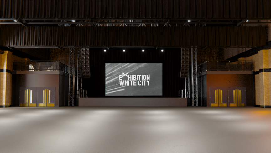 Industrial-chic event venue with tiered mezzanine for brand activations and corporate events.