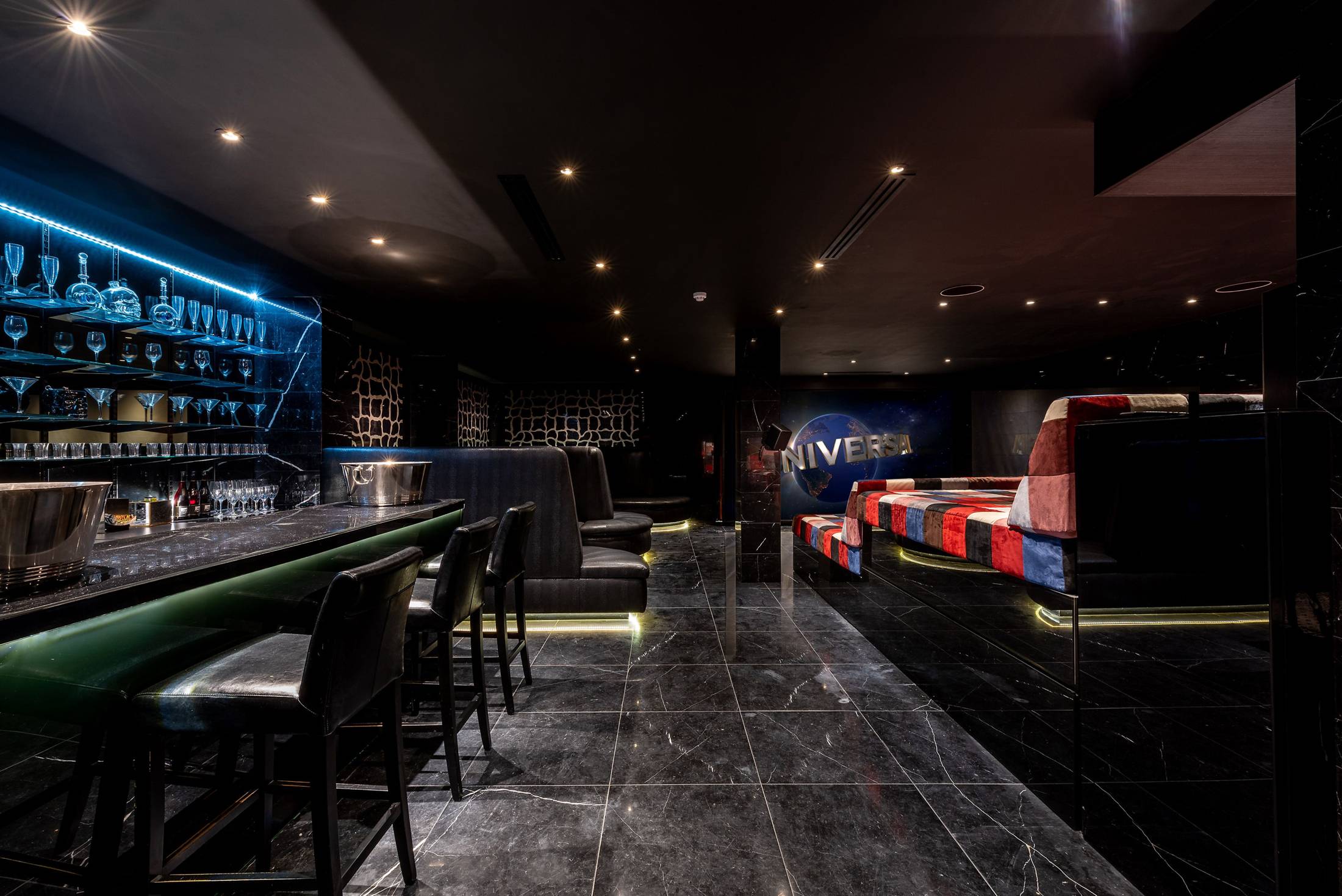 The Cinema Bar lounge: moody, sophisticated VIP event space for exclusive networking.