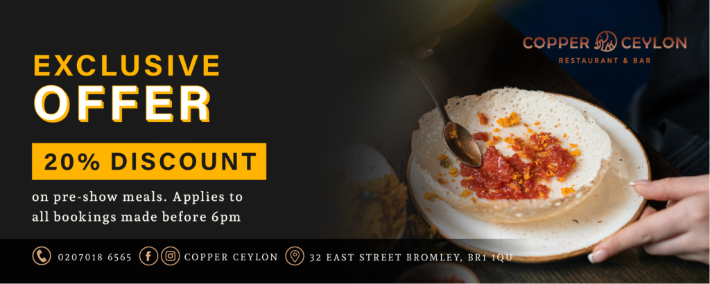 Copper Ceylon bar interior for early-bird dining deals and corporate event bookings. - Banner