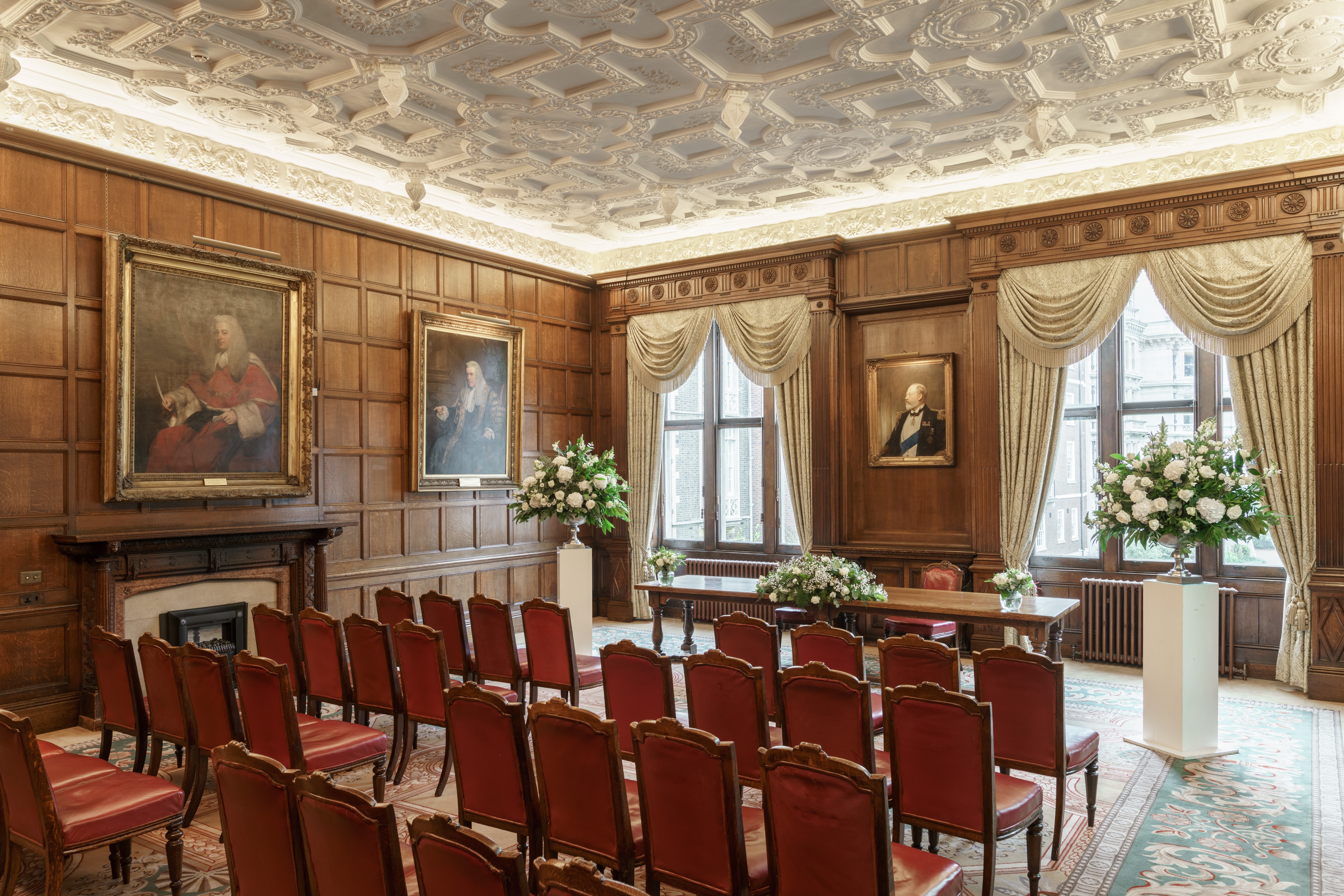 Middle Temple Parliament Chamber: ornate wood, corporate event, wedding venue.