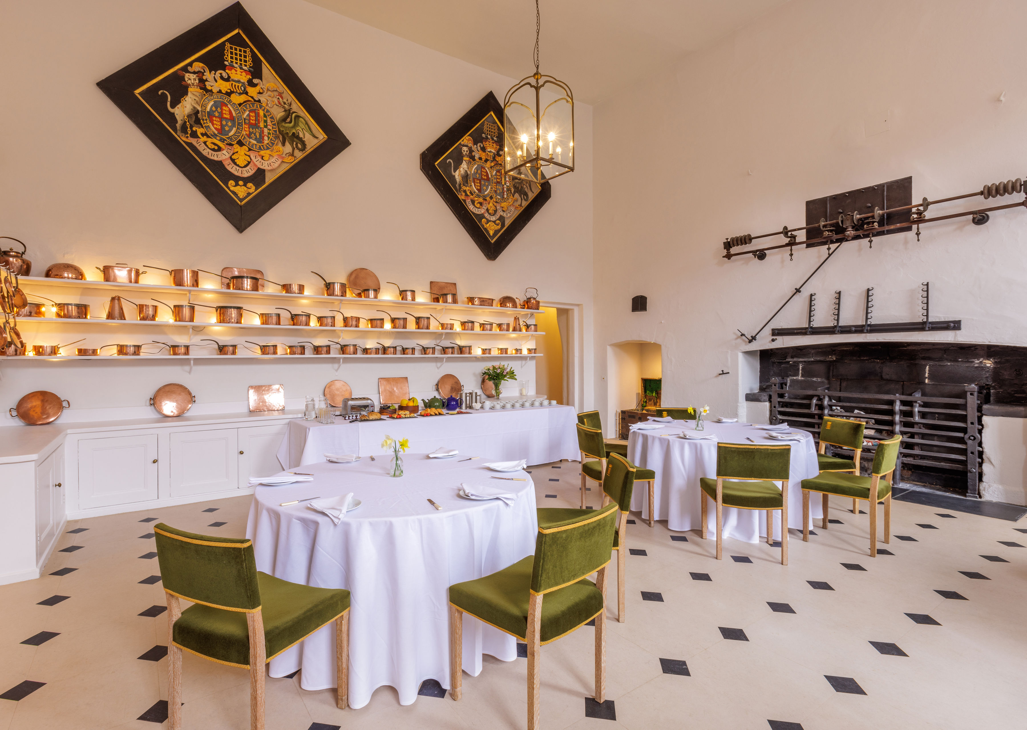 Historic Old Kitchen at Badminton Estate, intimate corporate banquet and wedding venue.