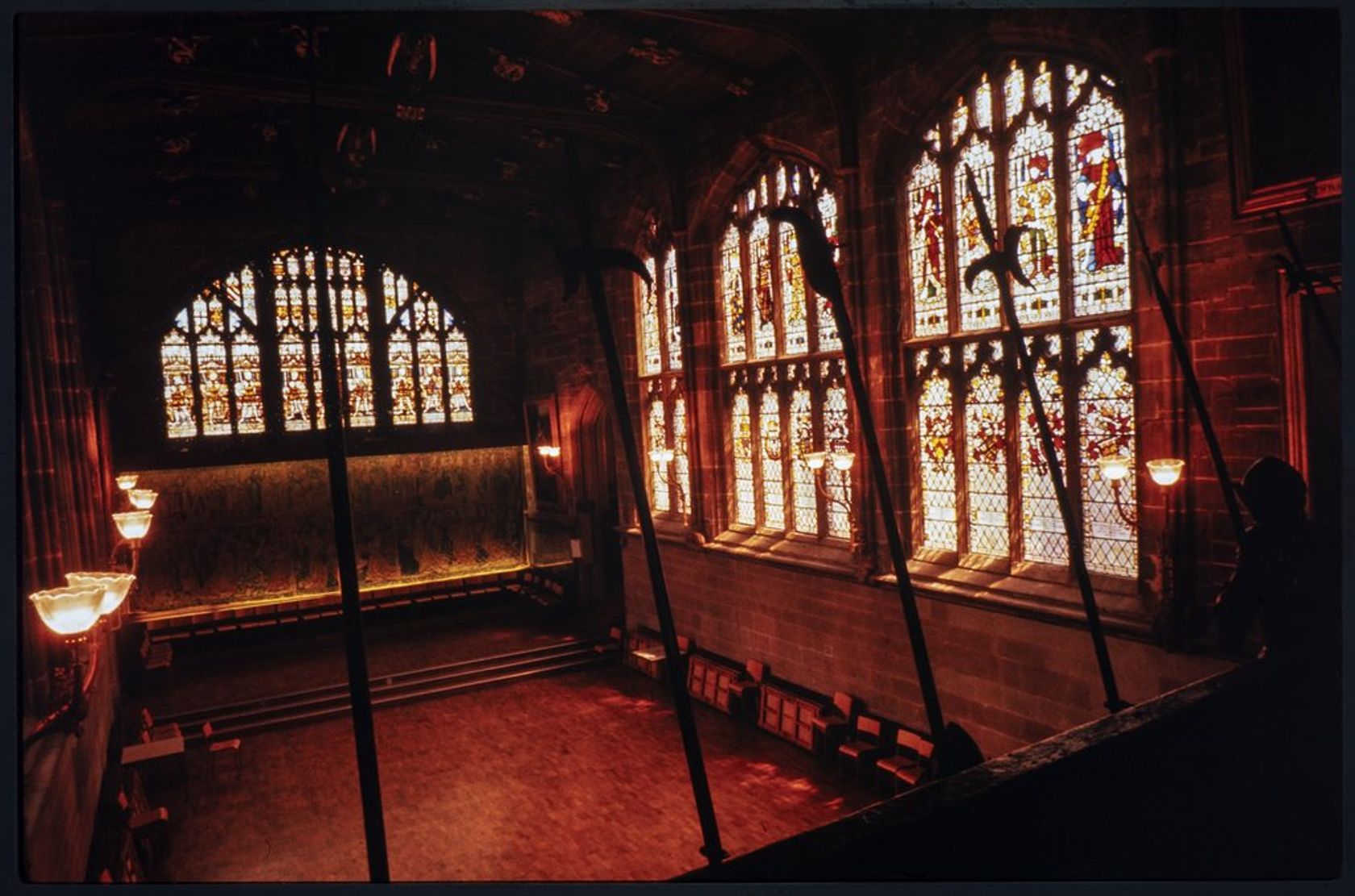 St Mary's Guildhall Great Hall with stained glass, perfect for historic gala and themed dinner.