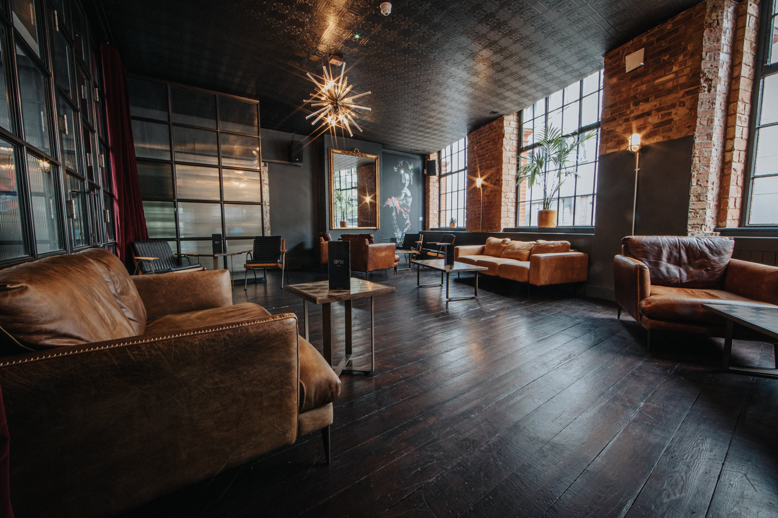 Industrial-chic BRIX LDN dining room for VIP hospitality and networking events. - Banner