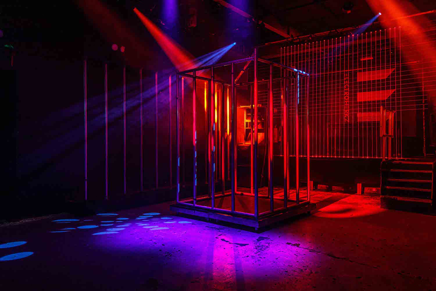 The Cage Electrowerkz event launch bold lighting