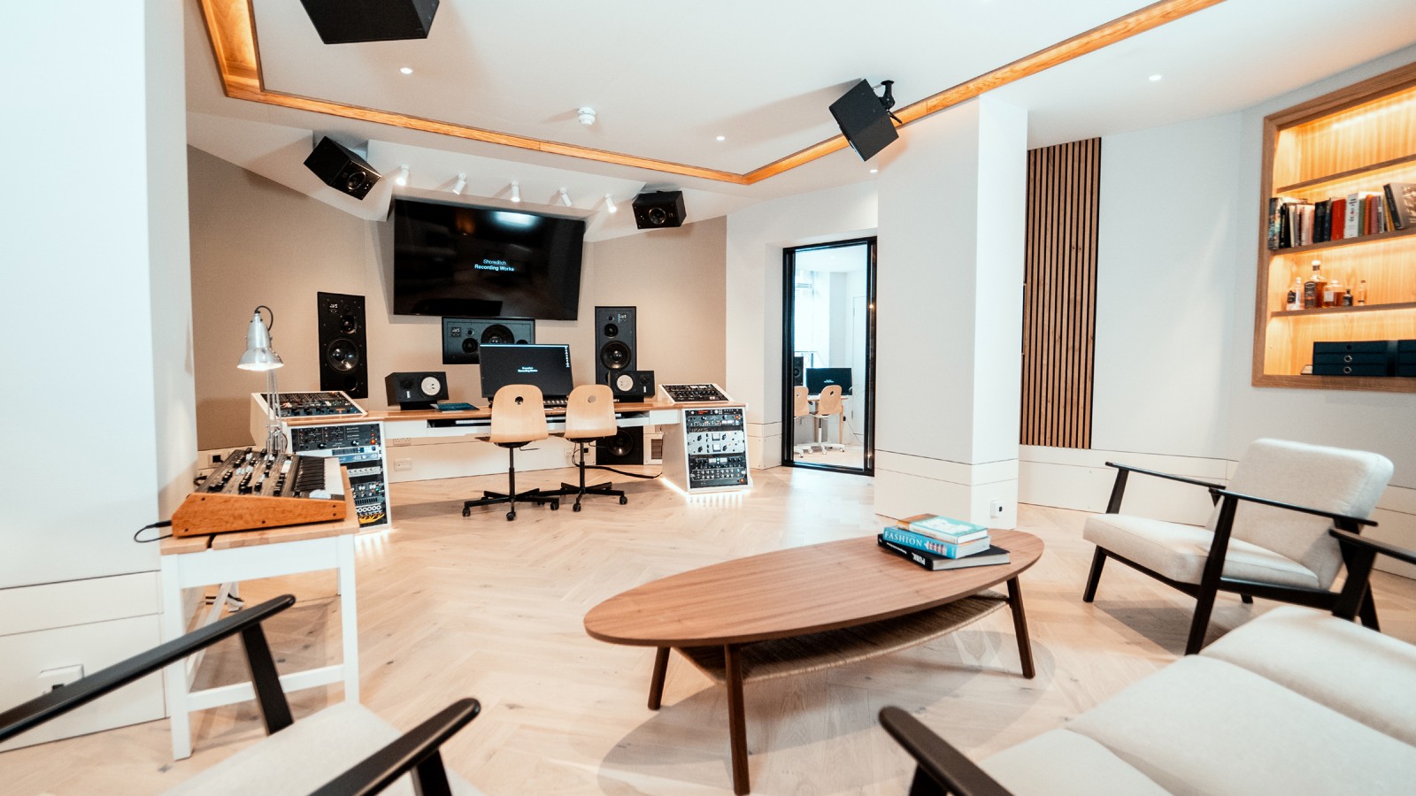 High-end Shoreditch recording studio: acoustically treated breakout room for corporate events.