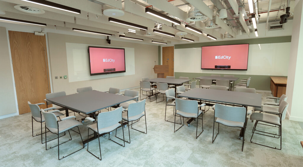Tech-enabled Assembly Rooms meeting space in EdCity, perfect for professional workshop sessions.