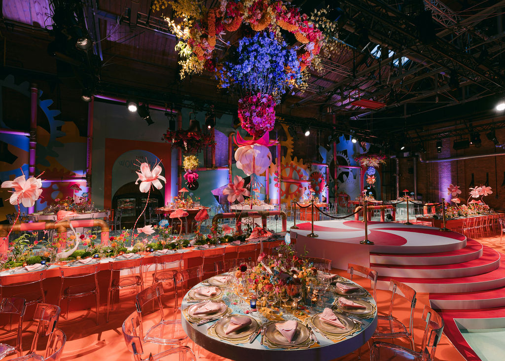 Immersive experiential gala with floral installations at Shoreditch Electric for corporate events.