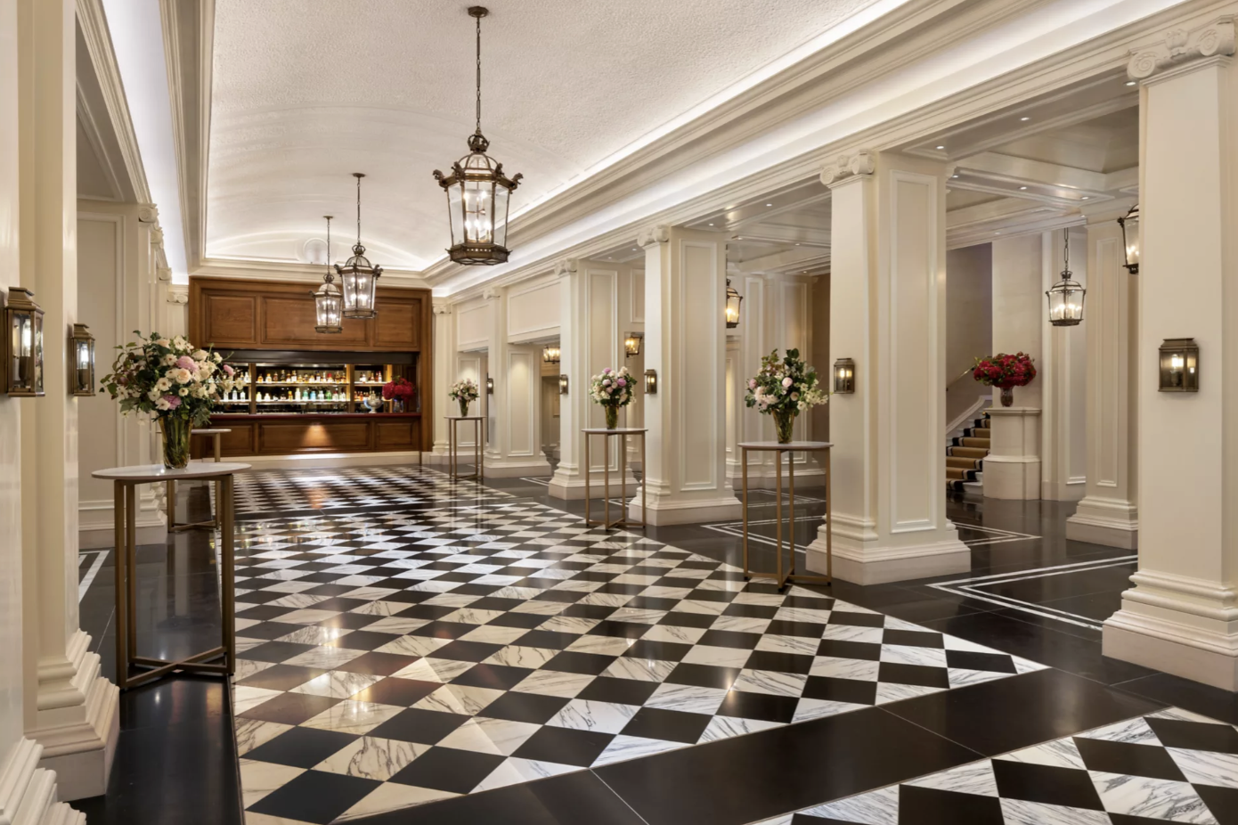 Lawrence Foyer at Raffles London: elegant venue with polished floor for upscale events. - Banner