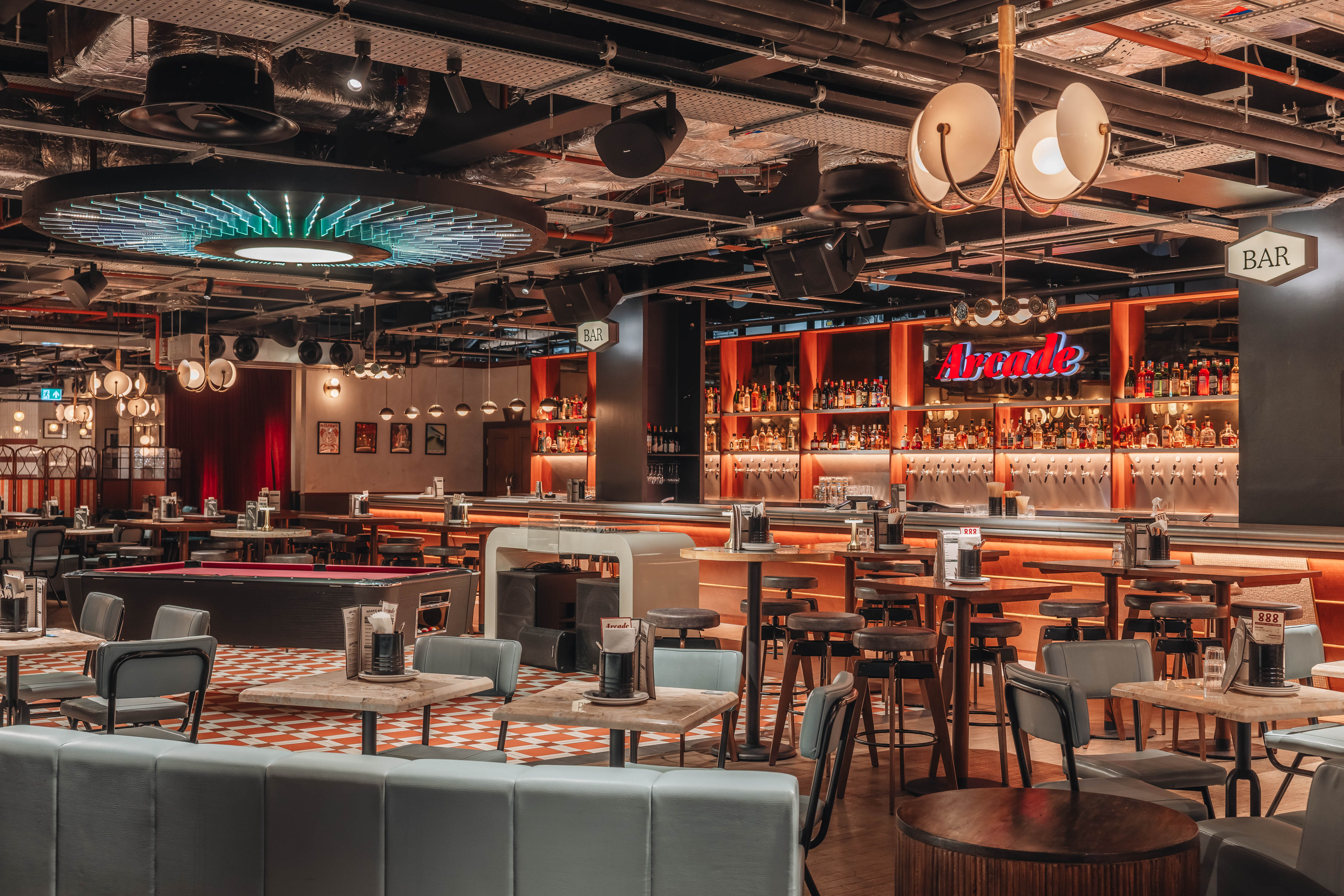 Stylish event venue in Arcade Battersea, ideal for corporate gatherings and social events.