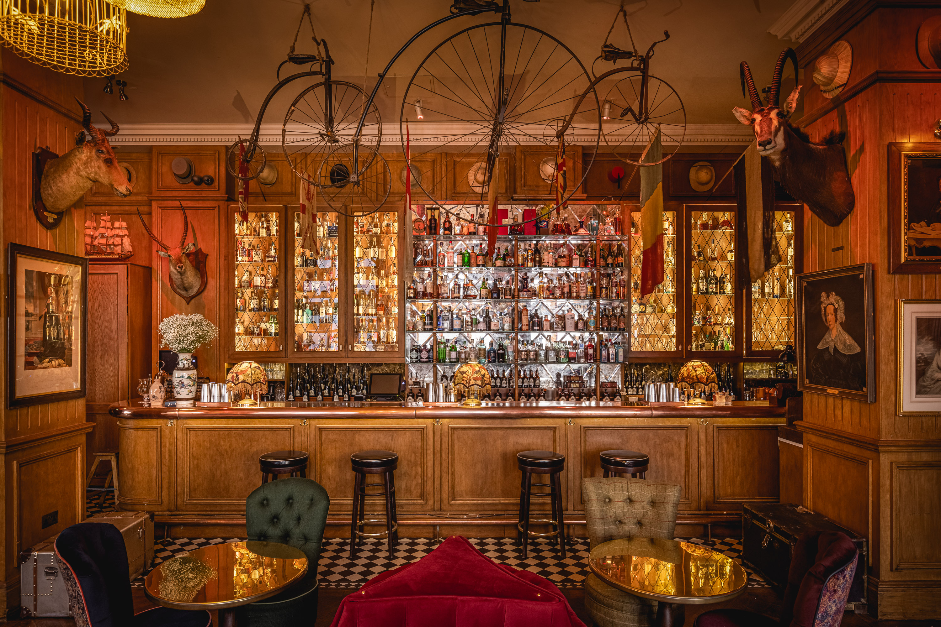 Intimate bar setting at Mr Fogg's Residence for upscale events and networking.