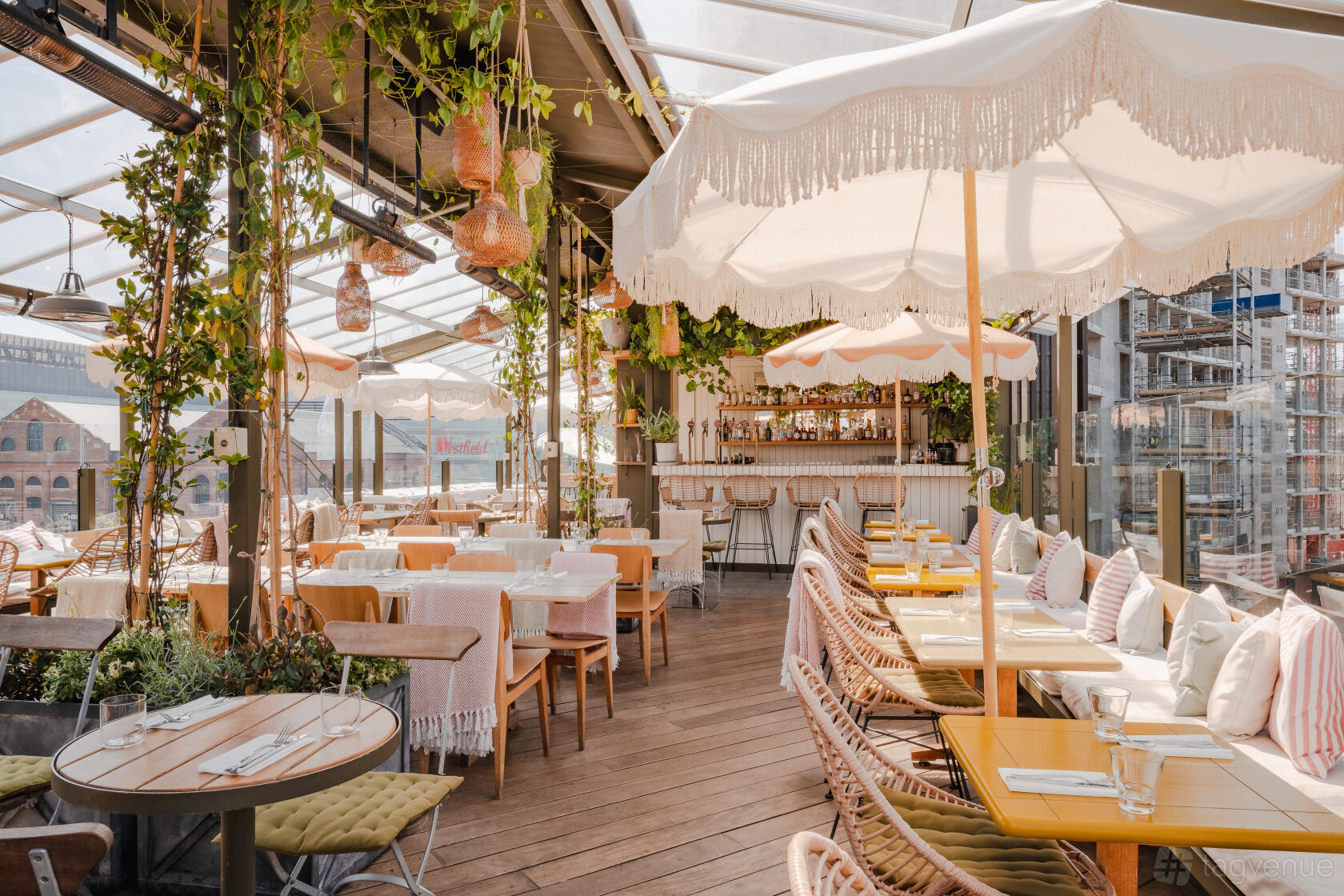 Broadcaster Rooftop event venue with biophilic design for social gatherings and parties.