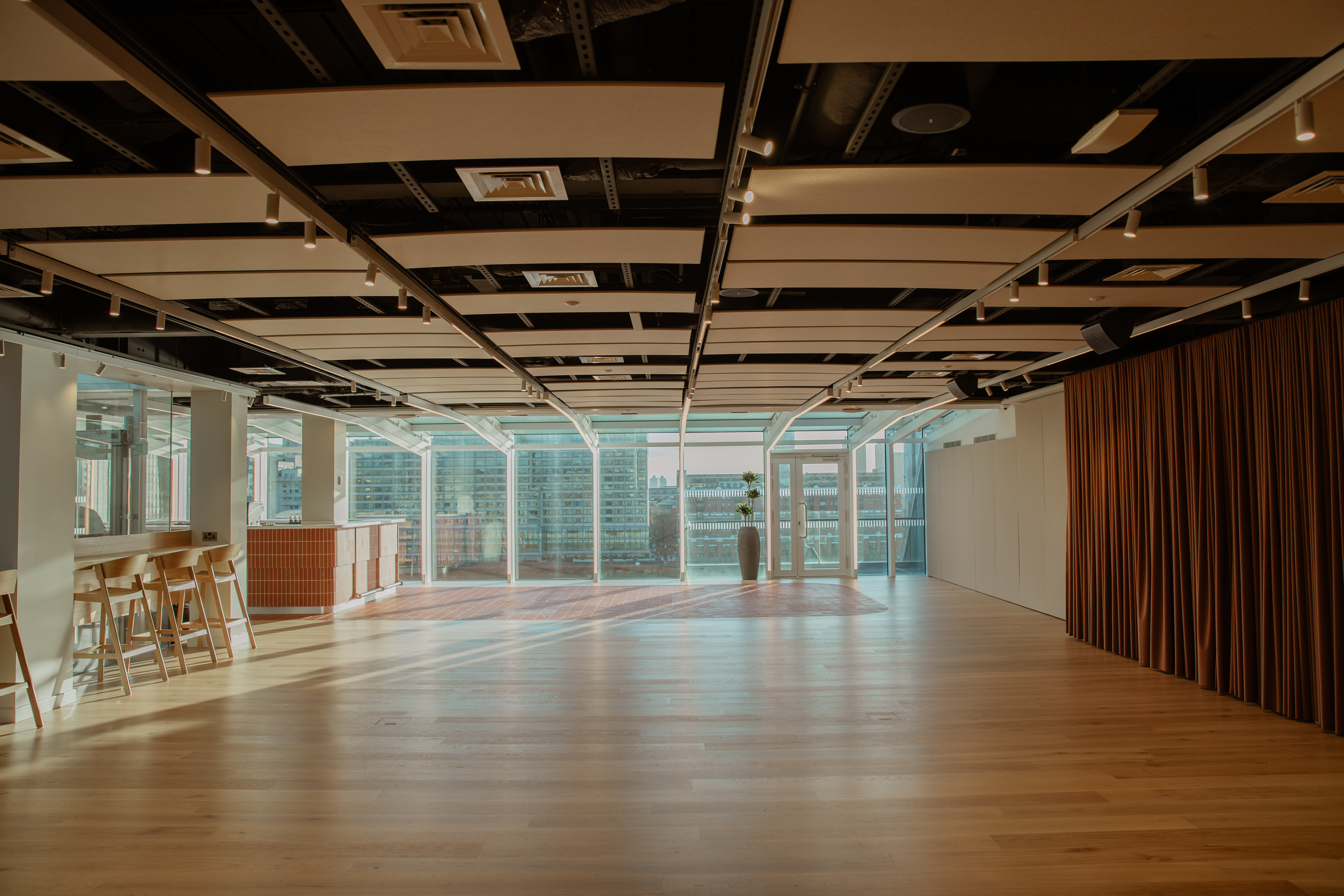 Skyline at The Line: Light-filled event venue for creative workshops and cocktail receptions.