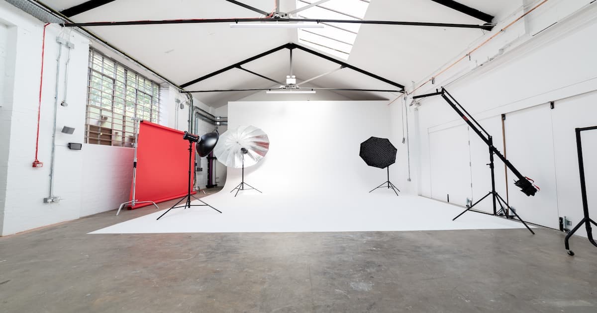 Industrial studio space in Qube Acton, ideal for product launches and creative content sessions.