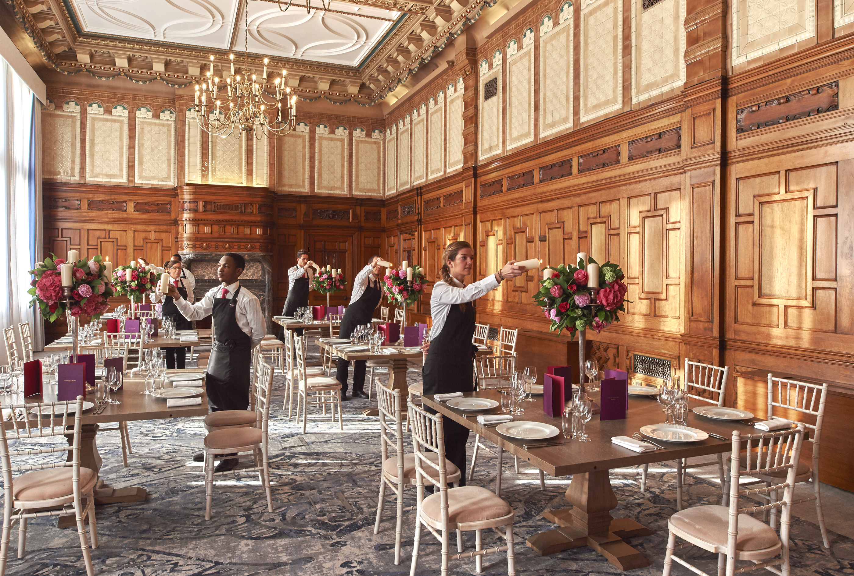 Elegant banquet room in Kimpton Clocktower Hotel, perfect for weddings and corporate events.