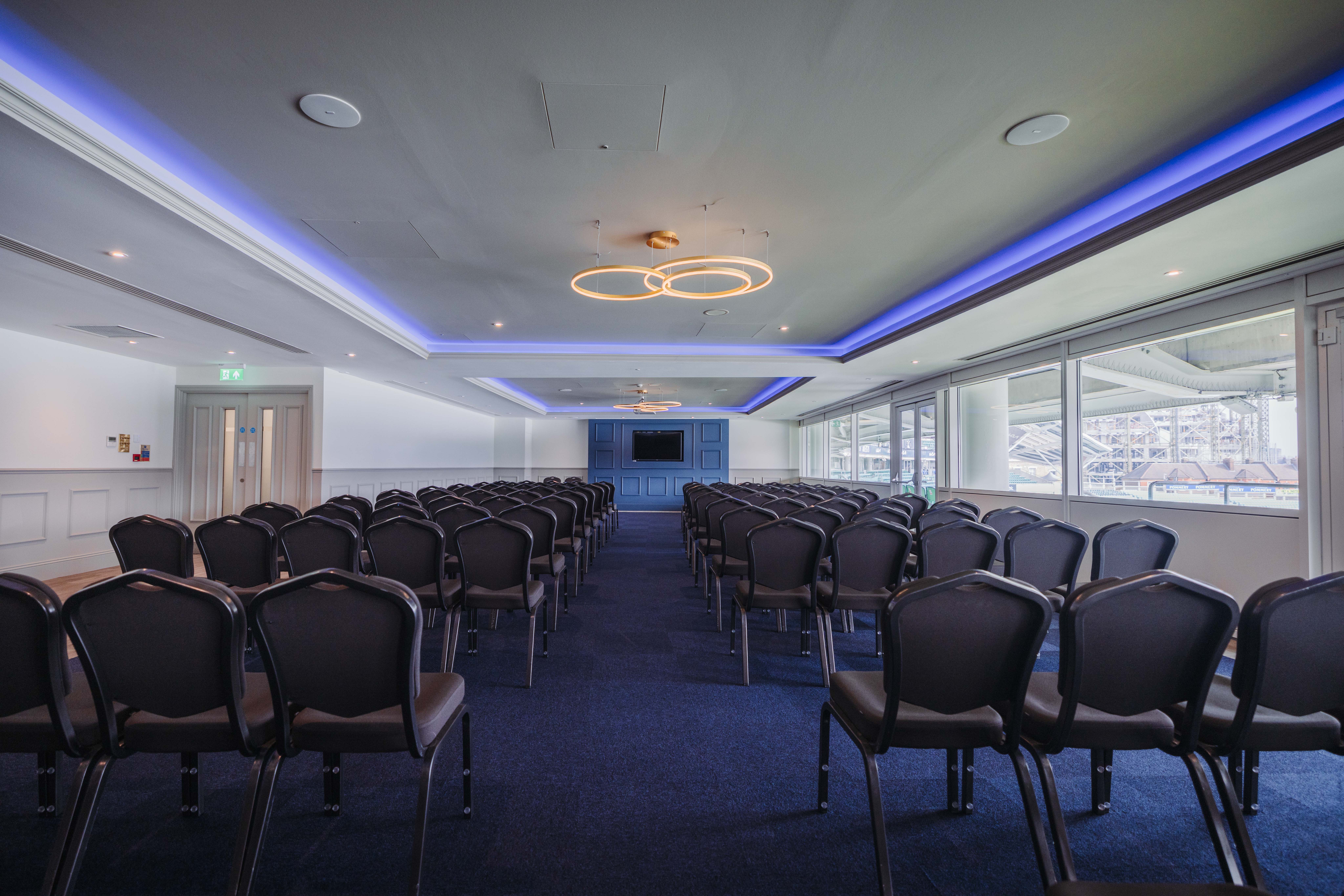 India Room at Kia Oval, theater-style setup for corporate presentations and business events.