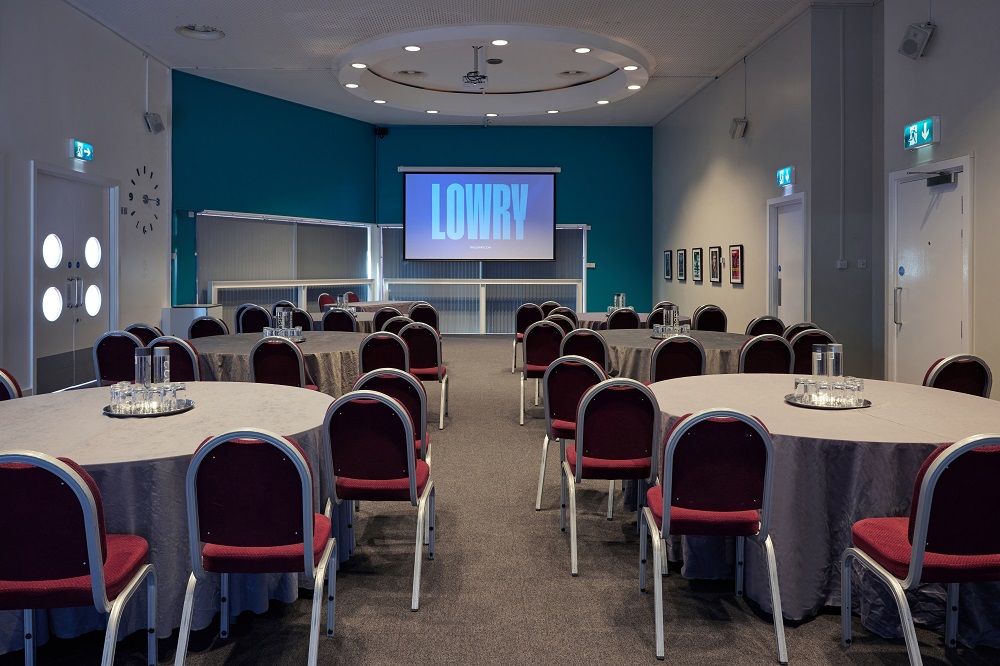 Hexagon Room at Lowry: Cabaret-style conference room for corporate events and training sessions.