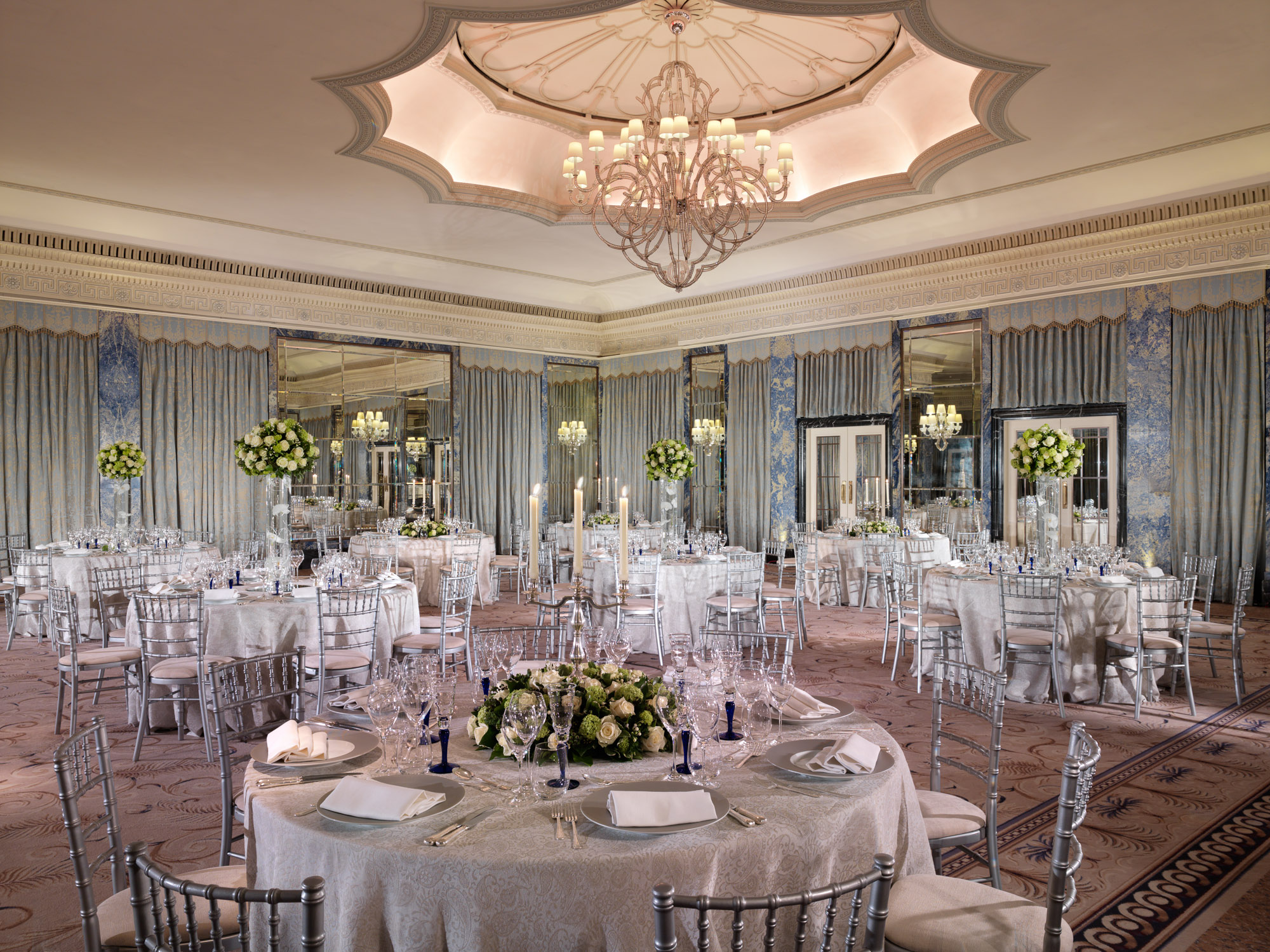 Elegant banquet hall at The Dorchester, perfect for weddings and galas.