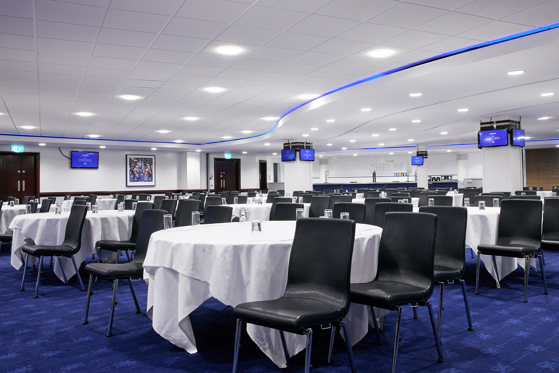 Drake and Harris Suites at Chelsea FC, elegant venue for corporate events and banquets.